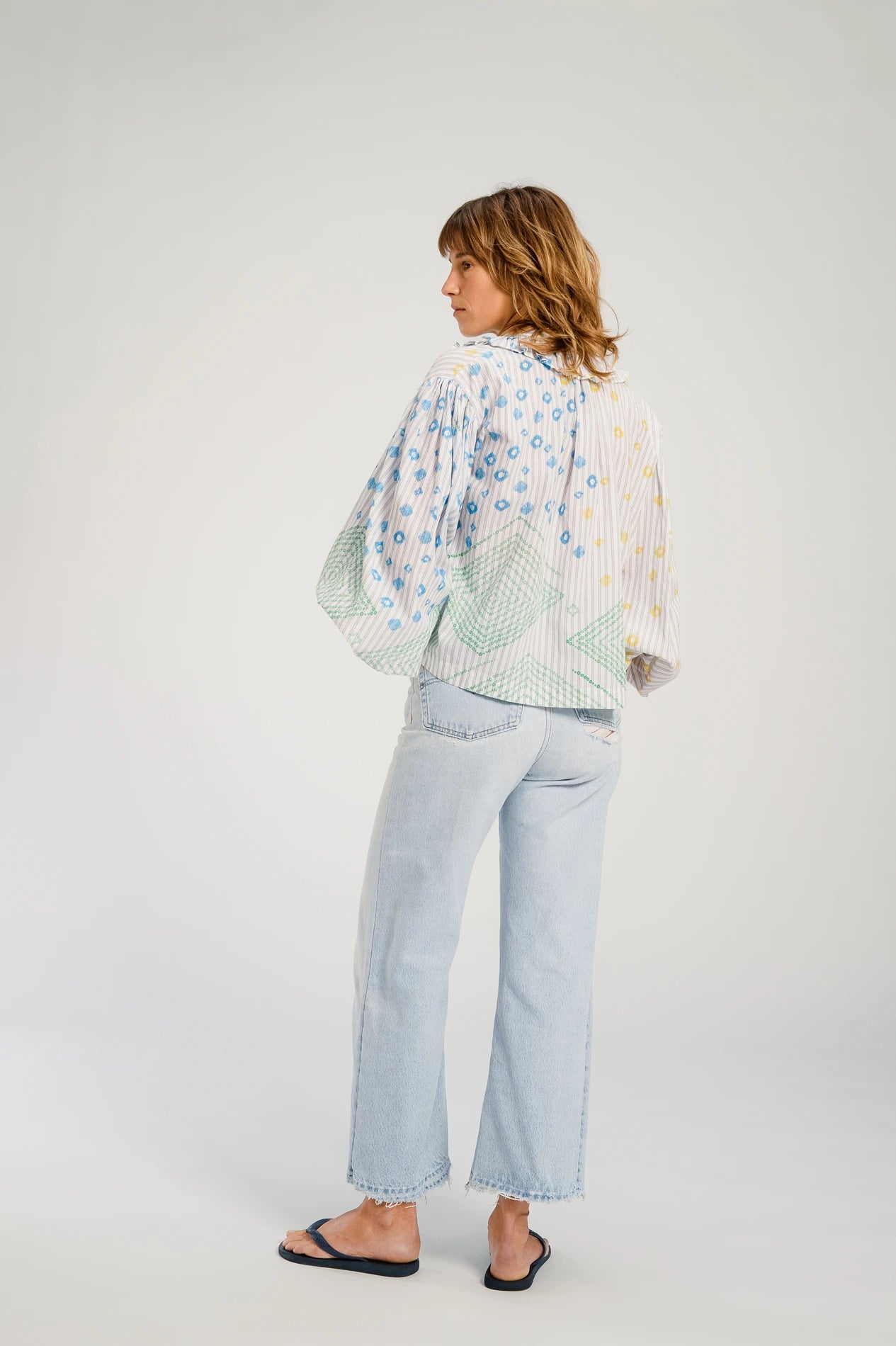 V DE VINSTER BAYA BLOUSE  BLUE GREEN