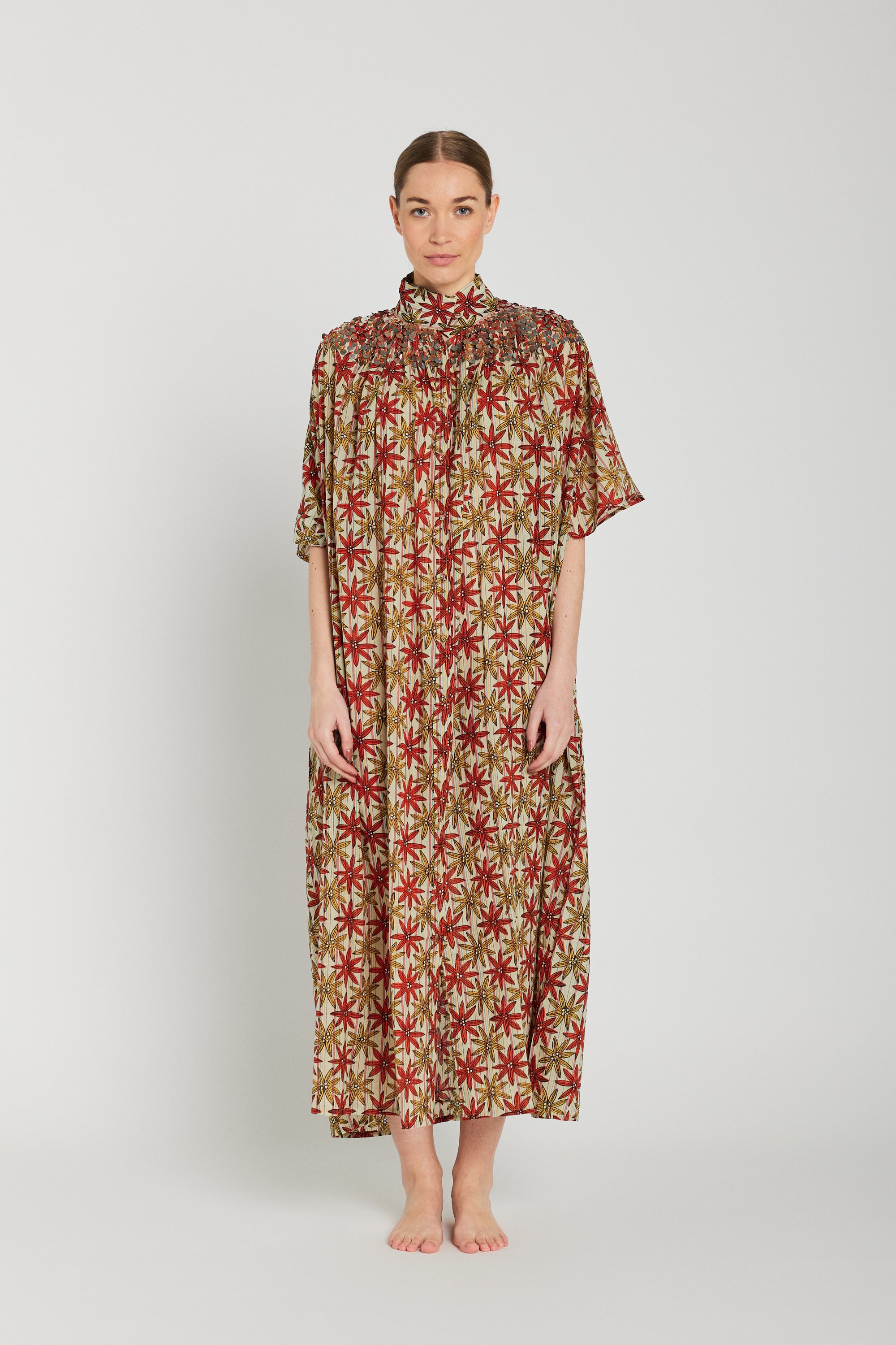 Robe longue brique à pampilles BHUMI