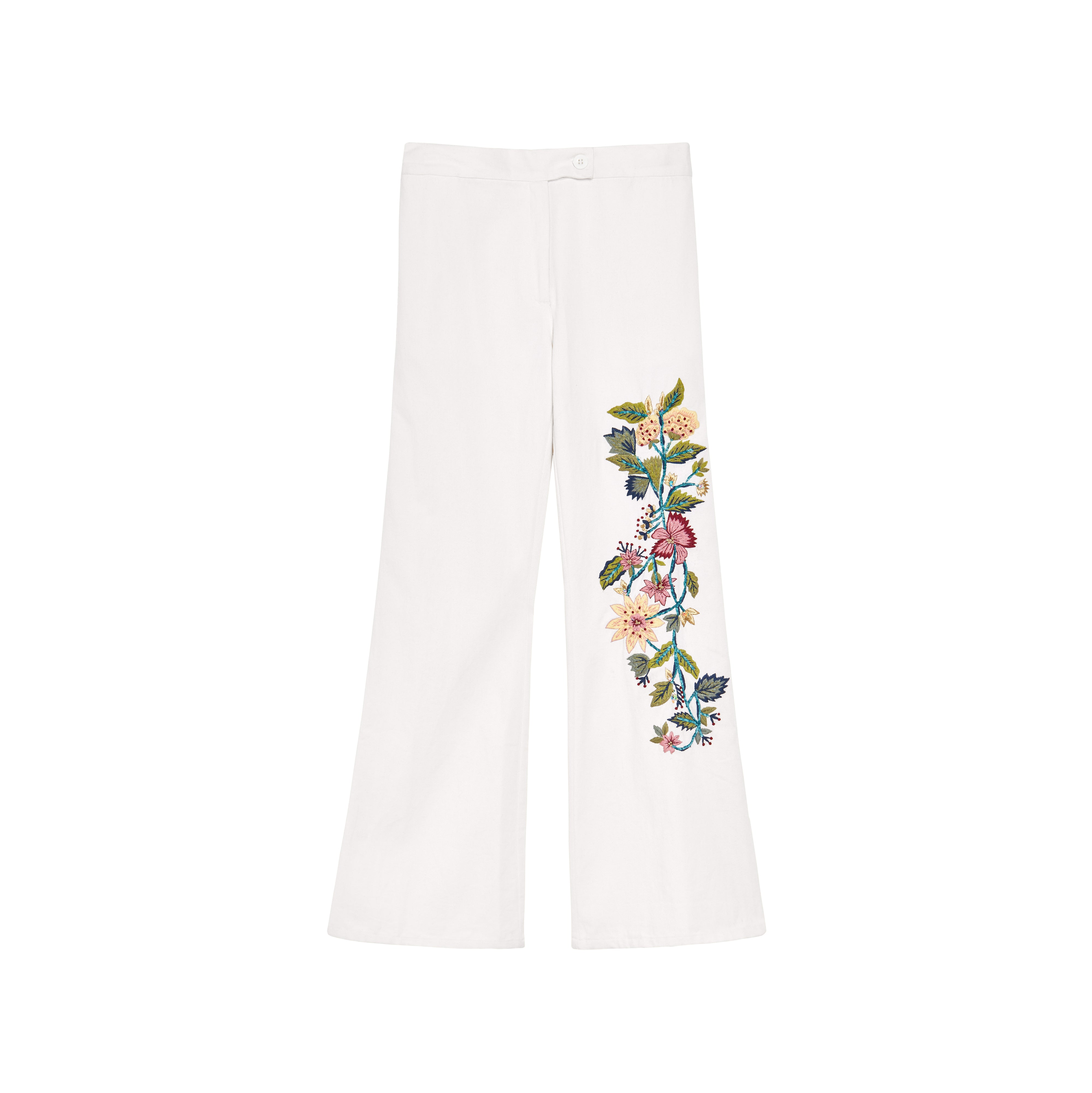 Pantalon blanc brodé Bombay