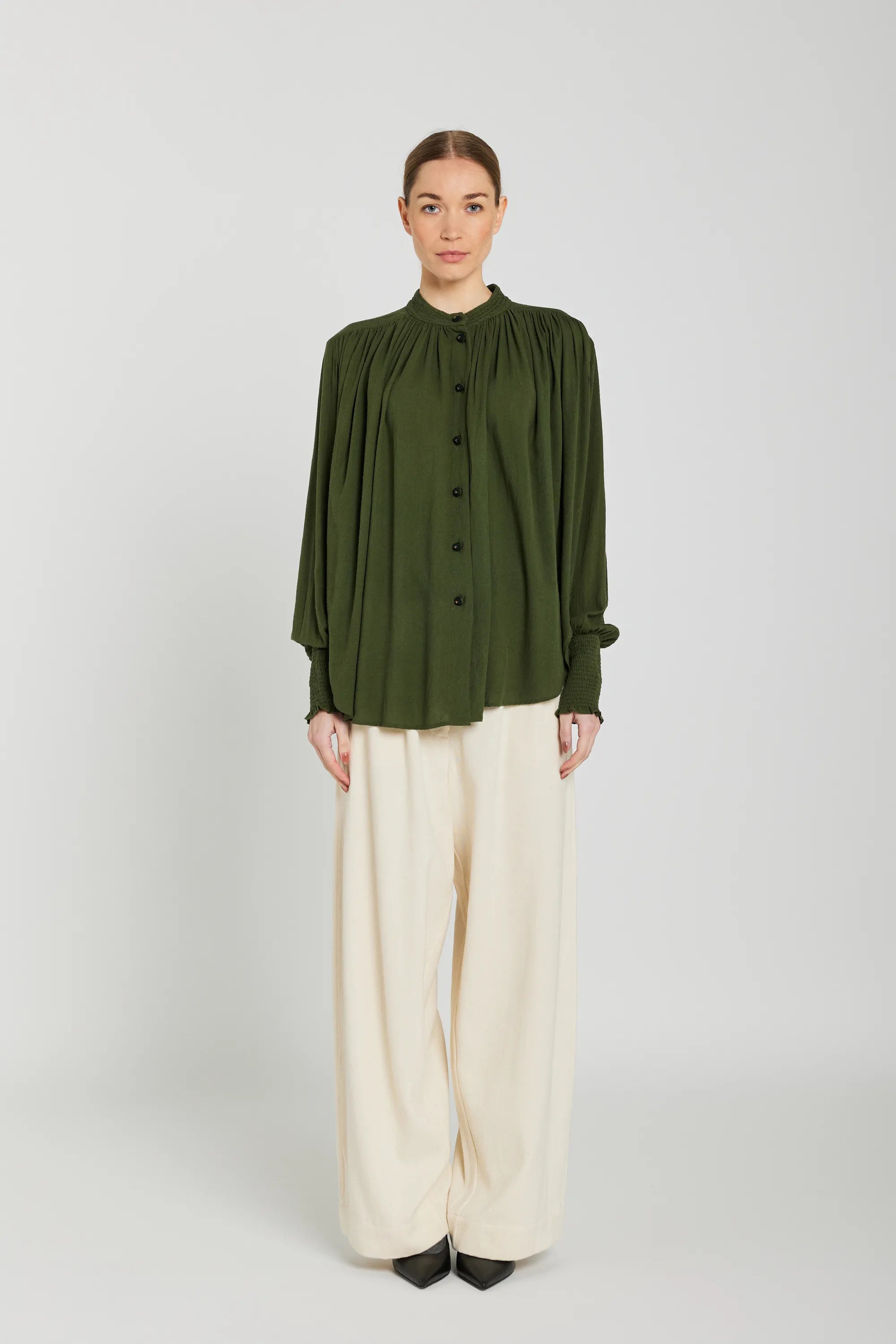 olive chemise verte v de vinster