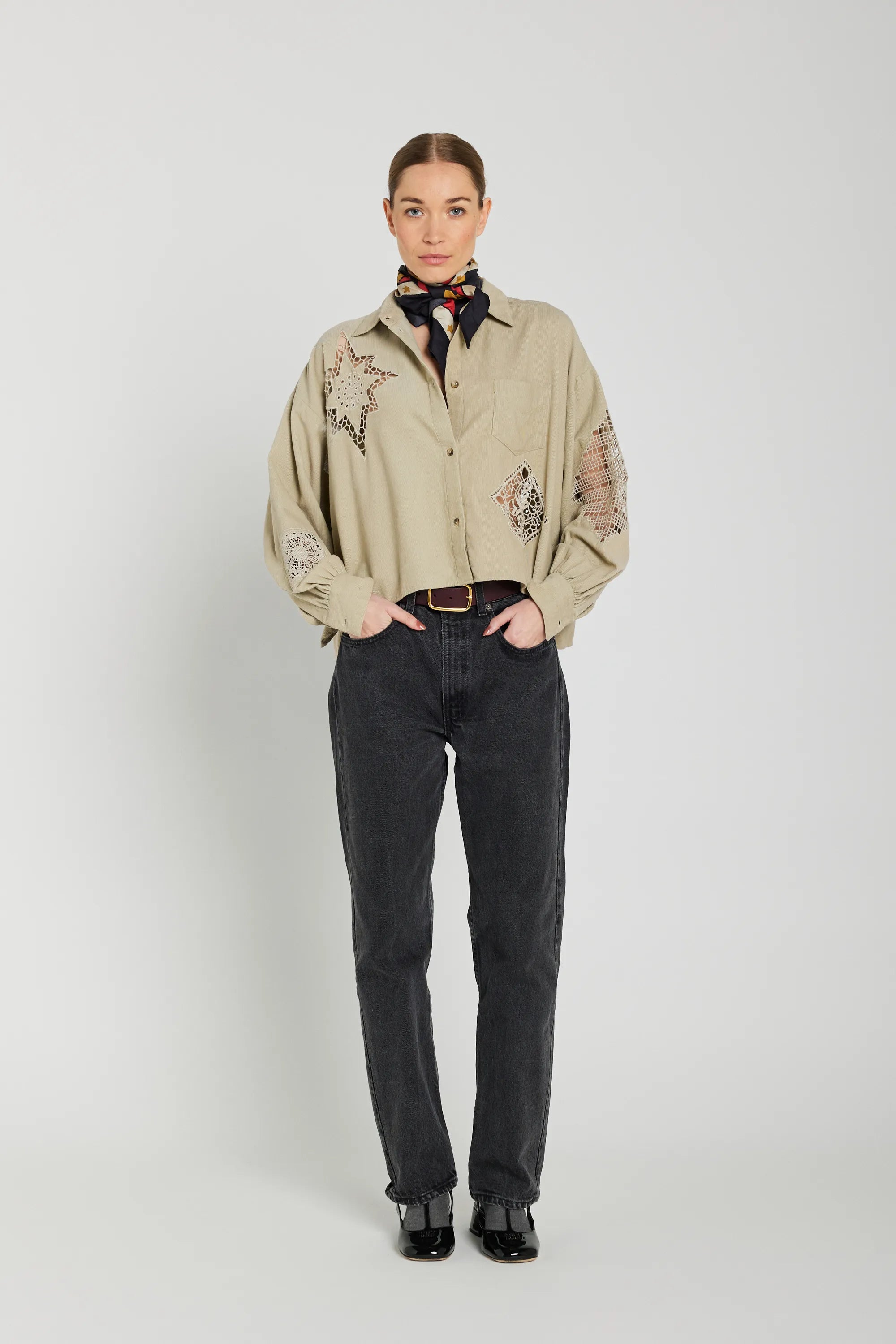 Chemise ajourée beige CIANA