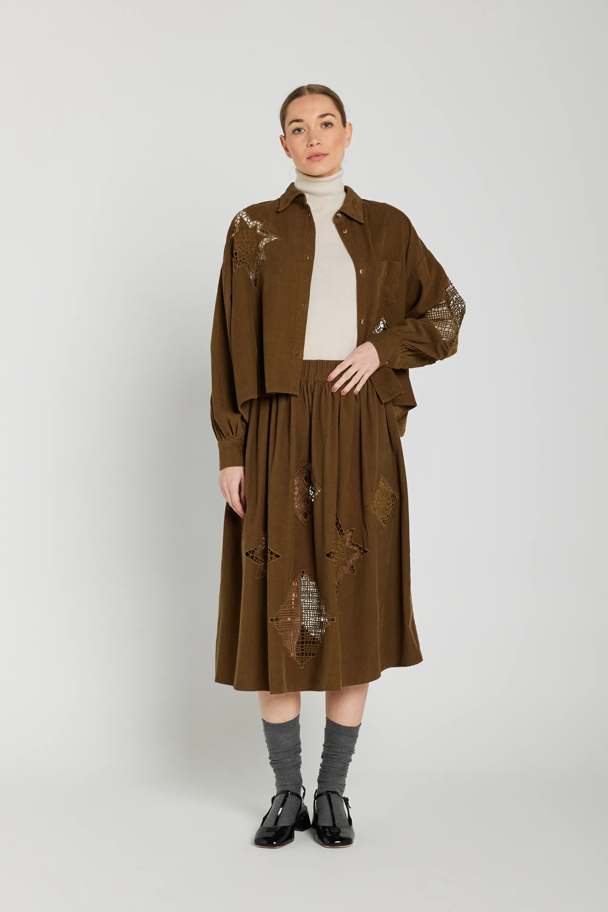 Chemise ajourée marron CIANA