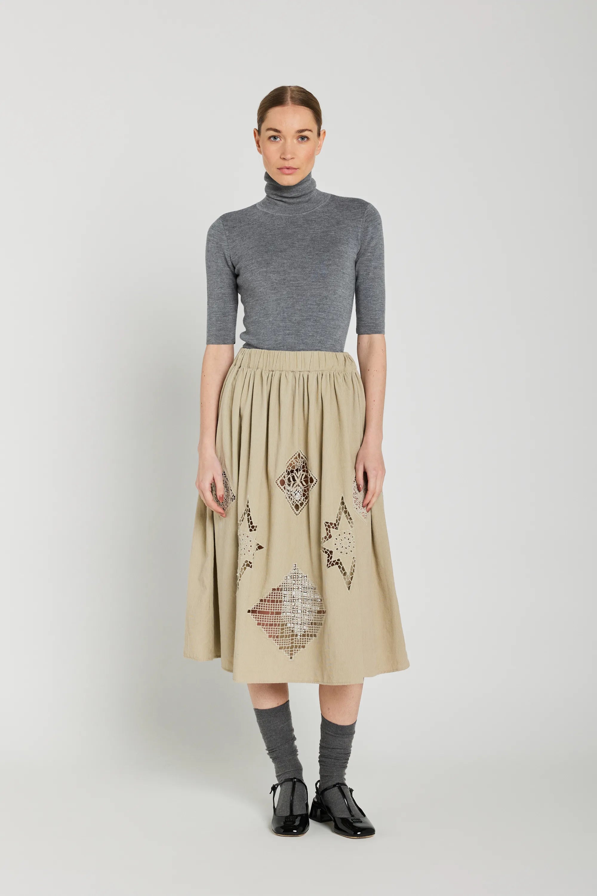 Jupe ajourée beige CIANA