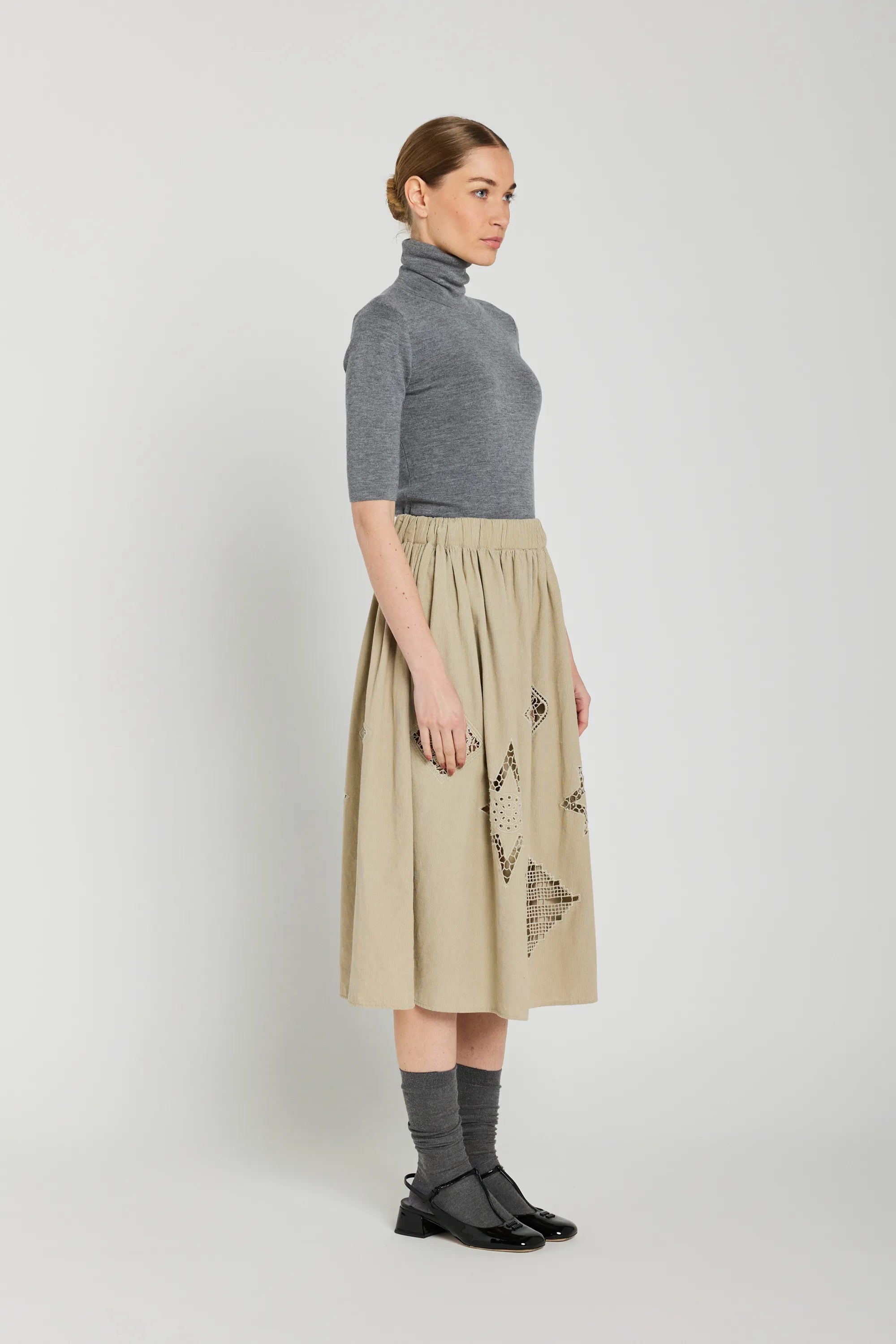 Jupe ajourée beige CIANA