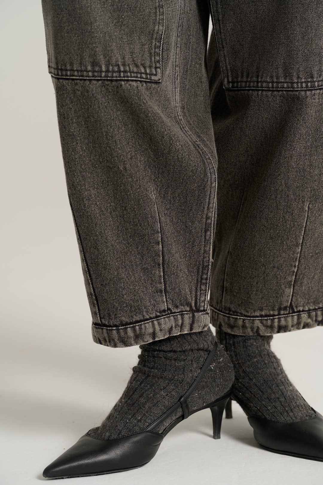 Pantalon denim noir délavé EMILE