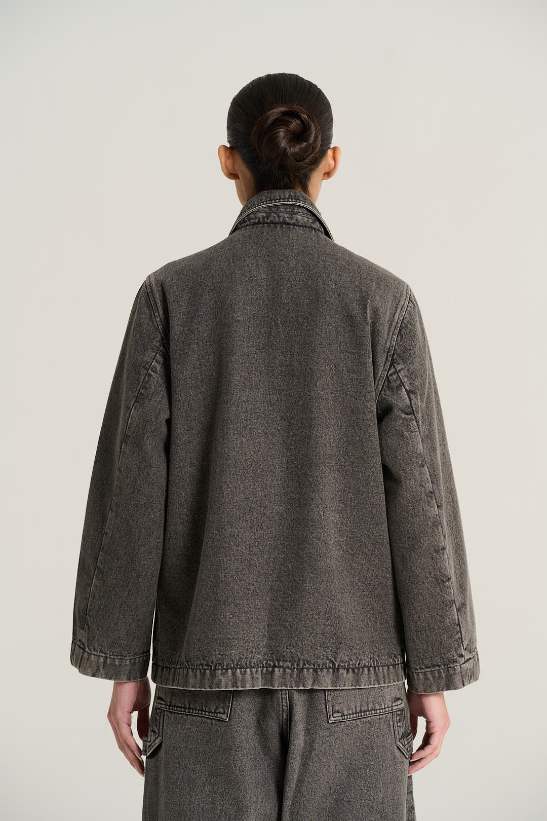 Veste denim noir brodé EMILE
