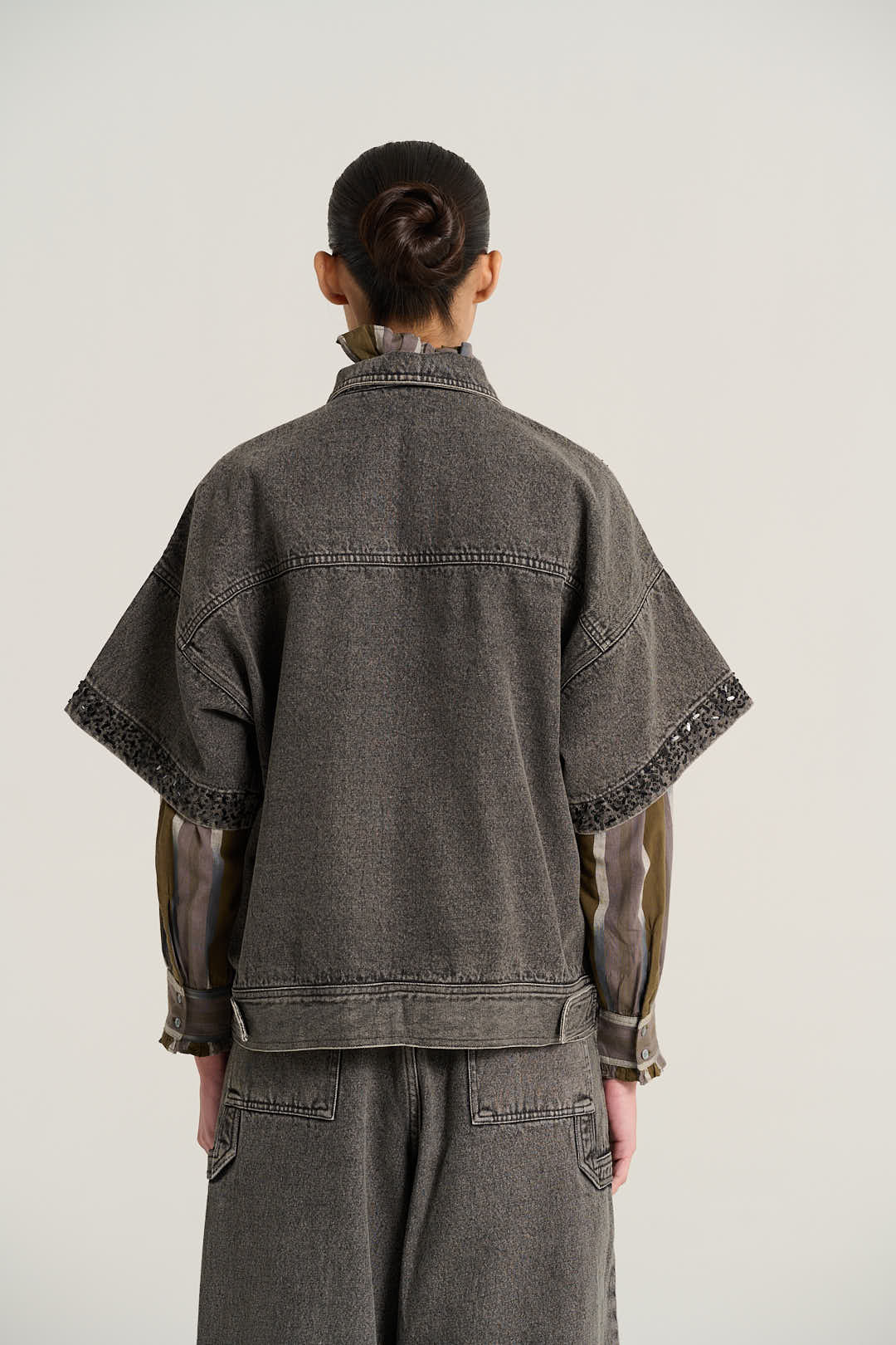 Veste à manches courtes denim noir EMILE