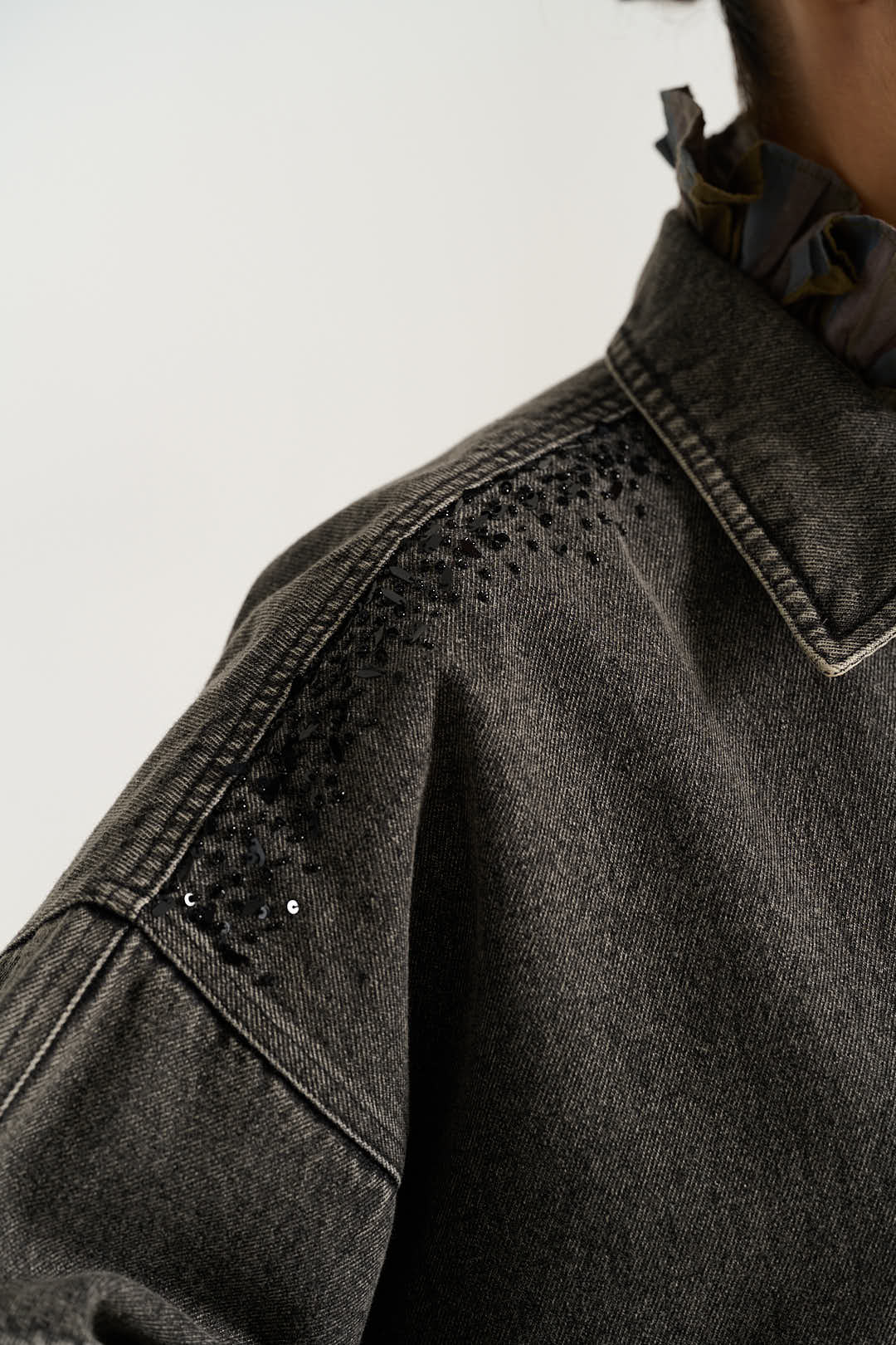 Veste à manches courtes denim noir EMILE