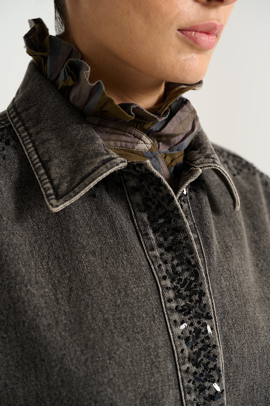 Veste à manches courtes denim noir EMILE