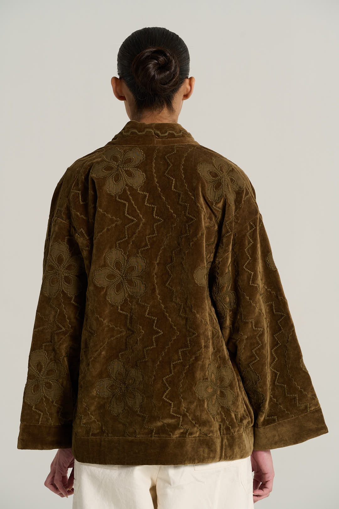 Kimono en velours kaki ISAAC