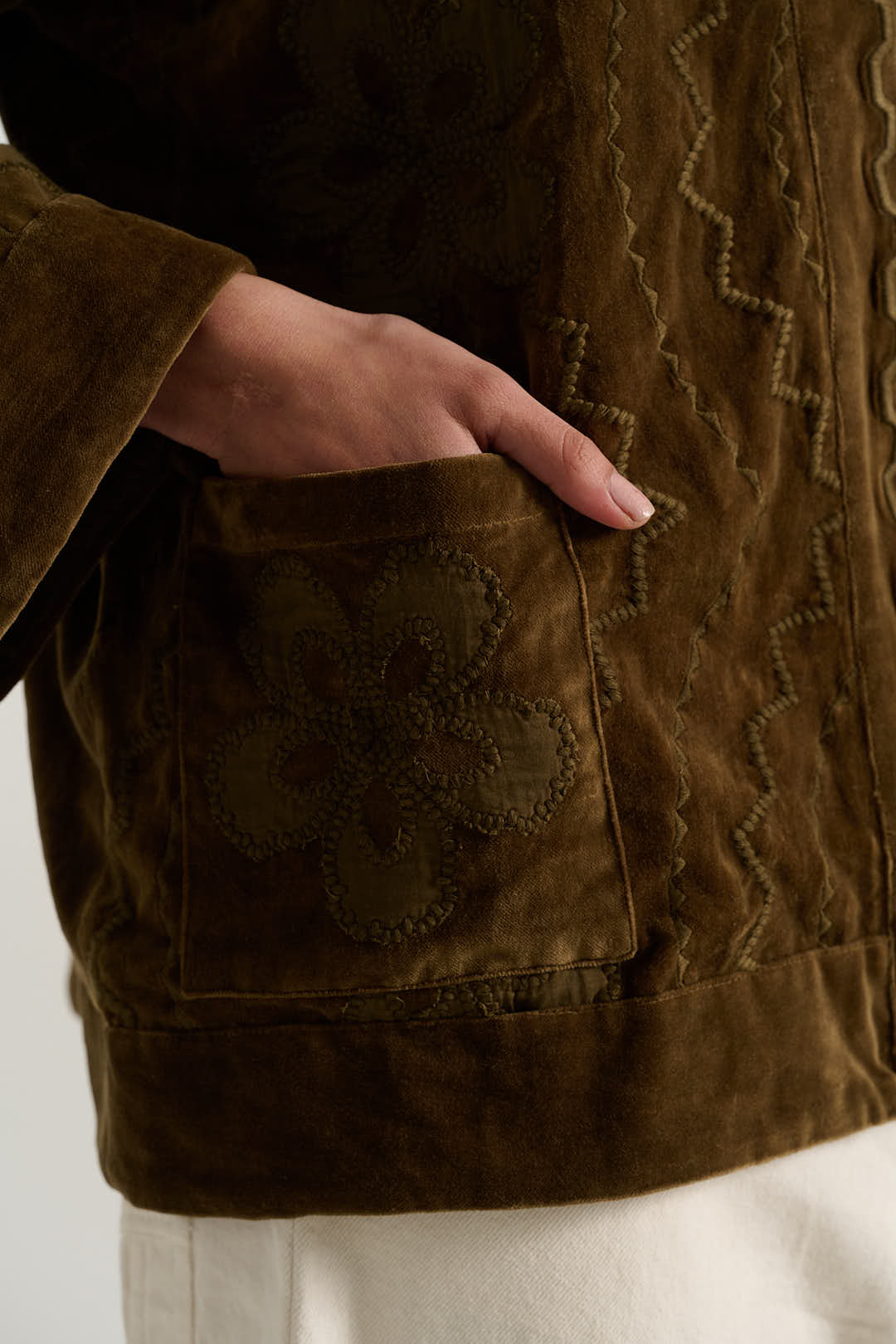 Kimono en velours kaki ISAAC