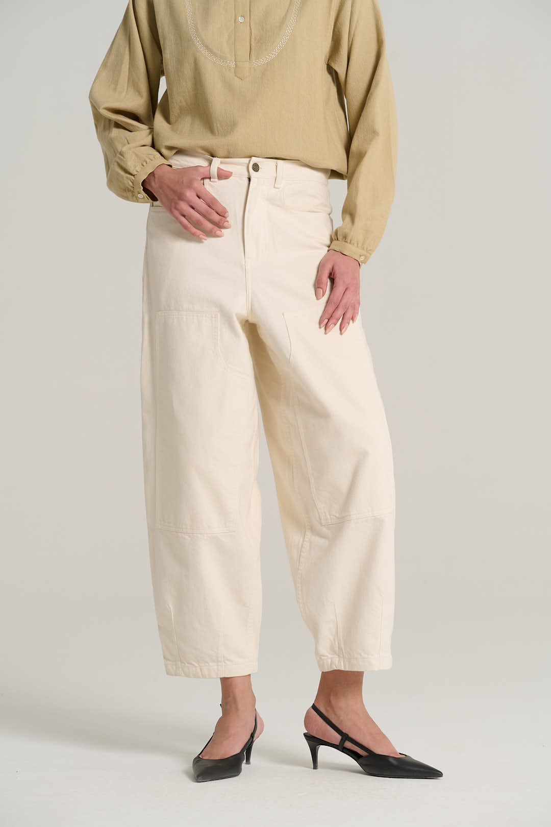 Pantalon denim crème EMILE