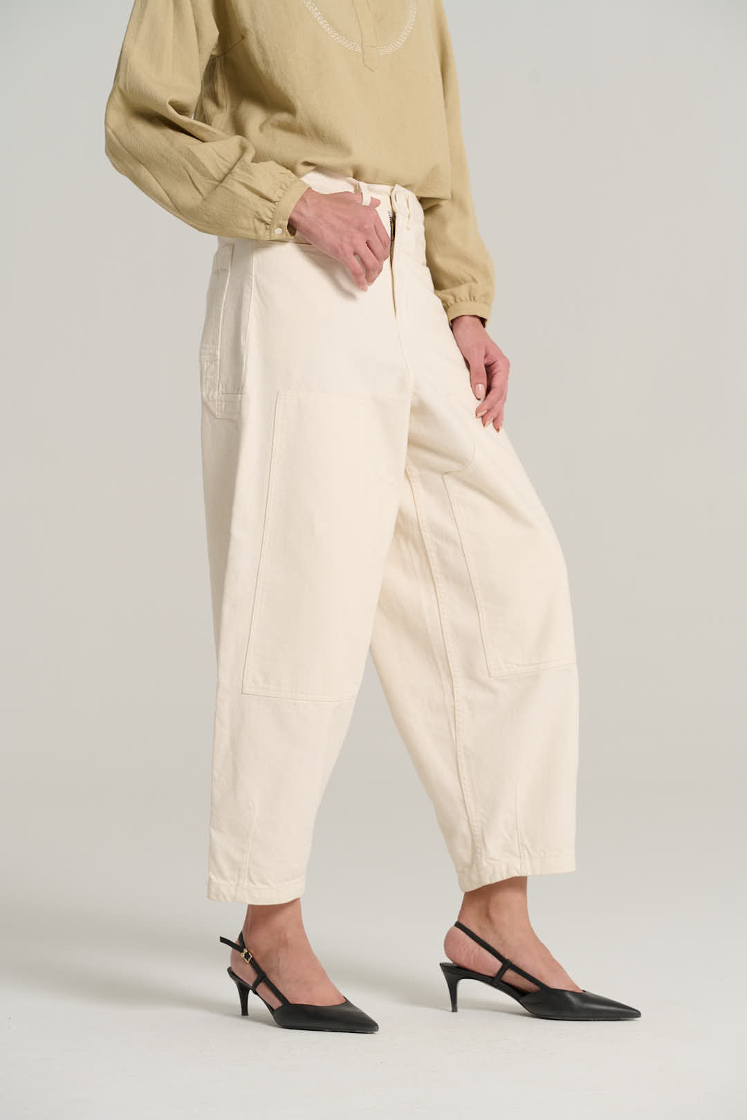 Pantalon denim crème EMILE
