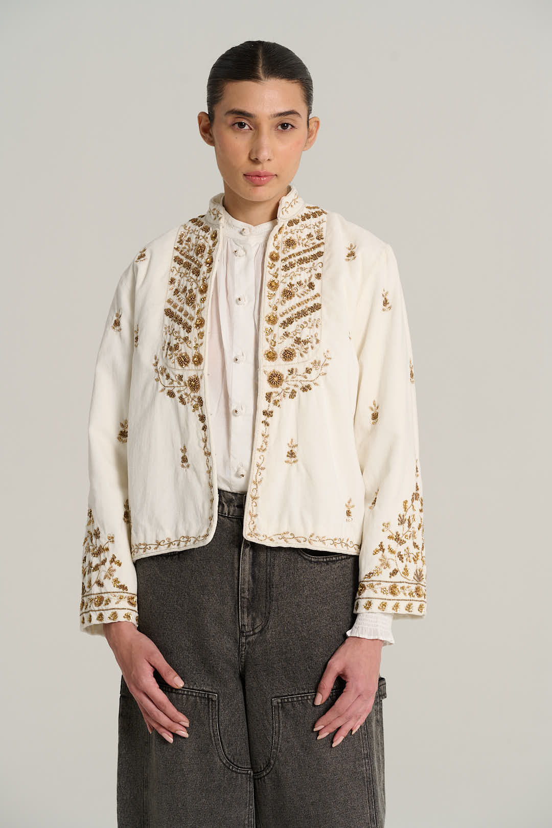CAMILLE White Velvet Jacket