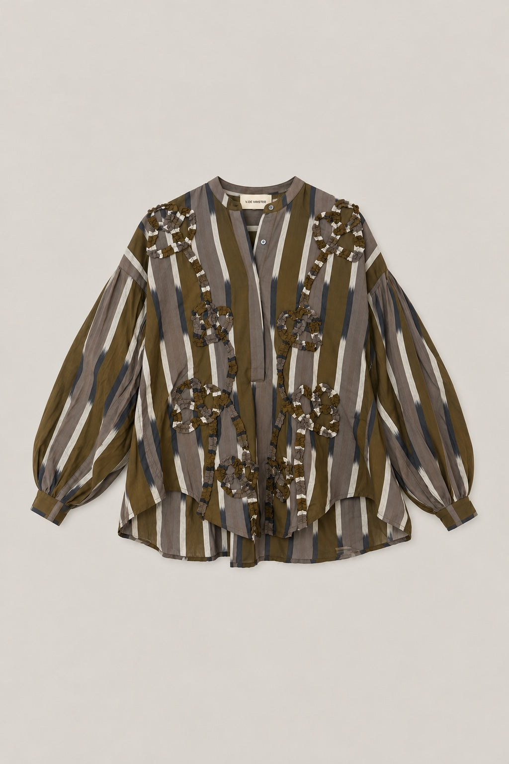 PABLO ikat grandad-collar shirt