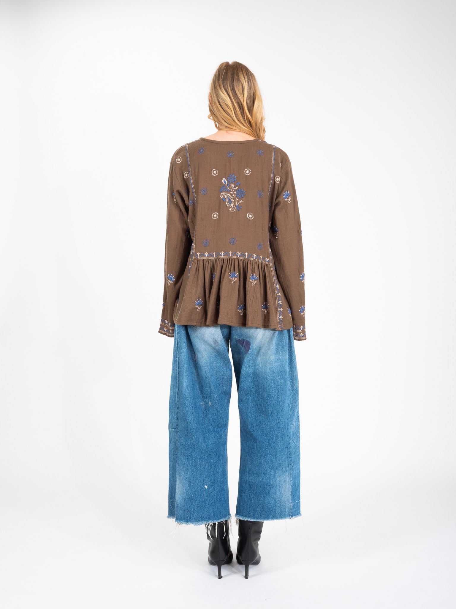 Blouse kaki brodée HIPPY