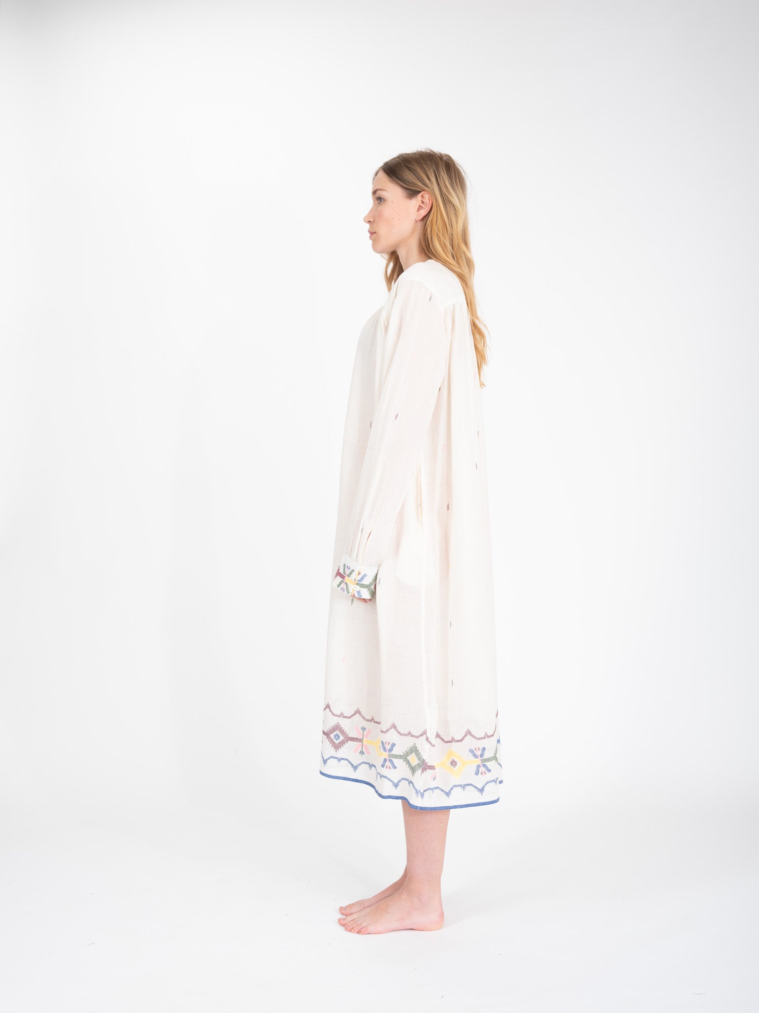 Jamdeni embroidered cotton voile long dress