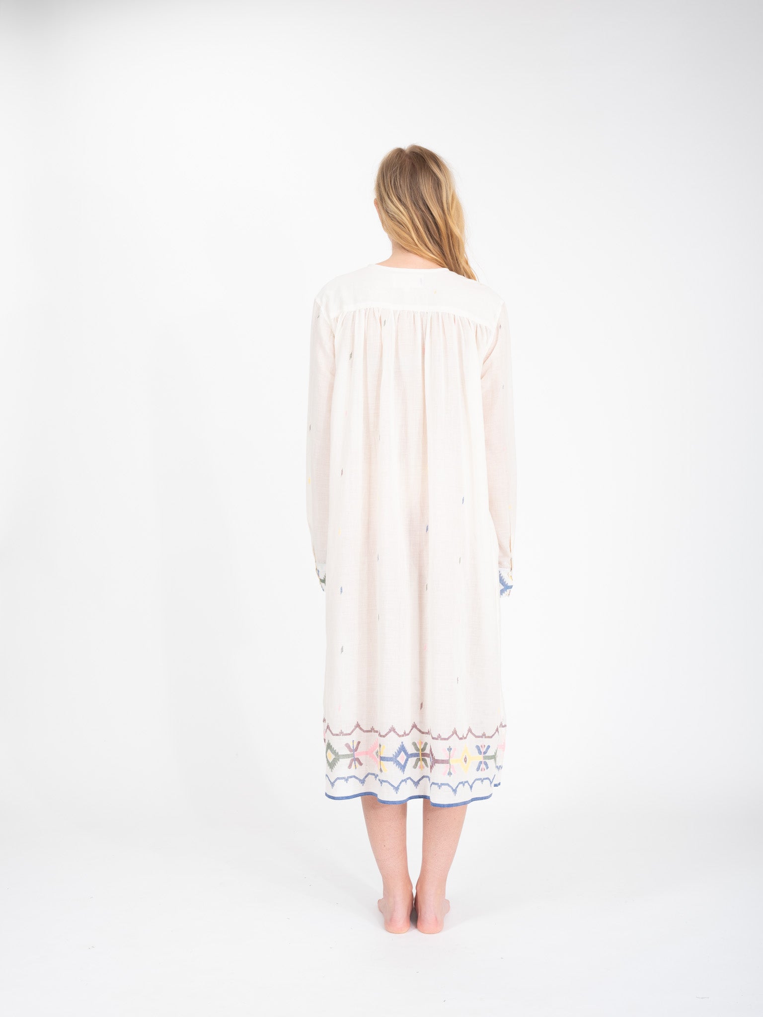Jamdeni embroidered cotton voile long dress