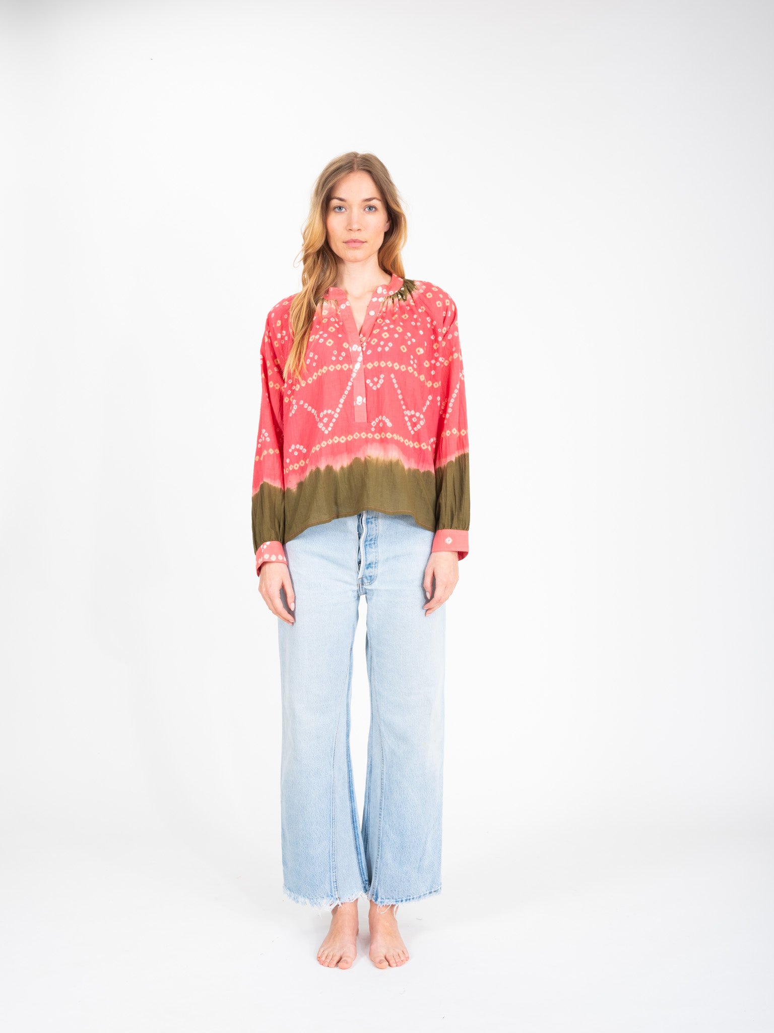 Blouse tie and dye rose Bandani