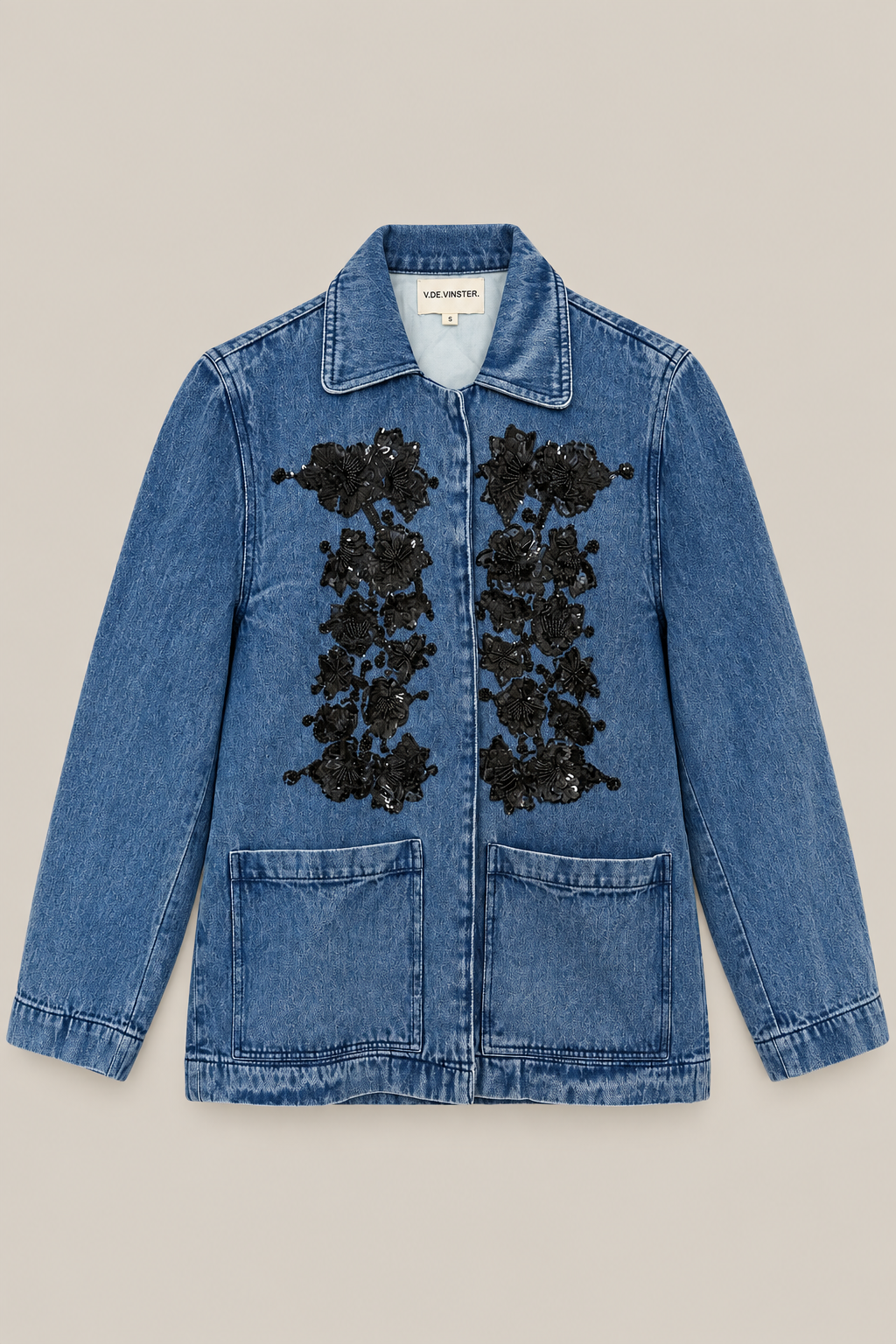 Veste denim bleu brodé EMILE