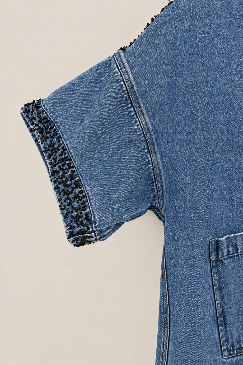 Veste à manches courtes denim bleu EMILE