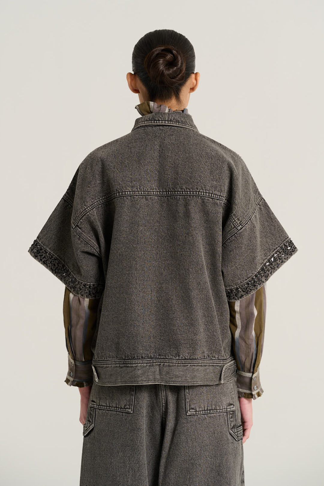 Veste à manches courtes denim noir EMILE