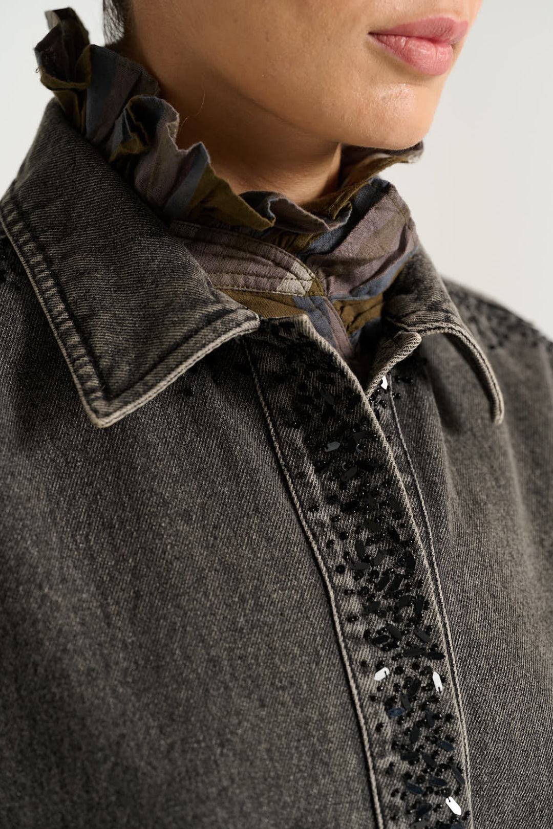 Veste à manches courtes denim noir EMILE