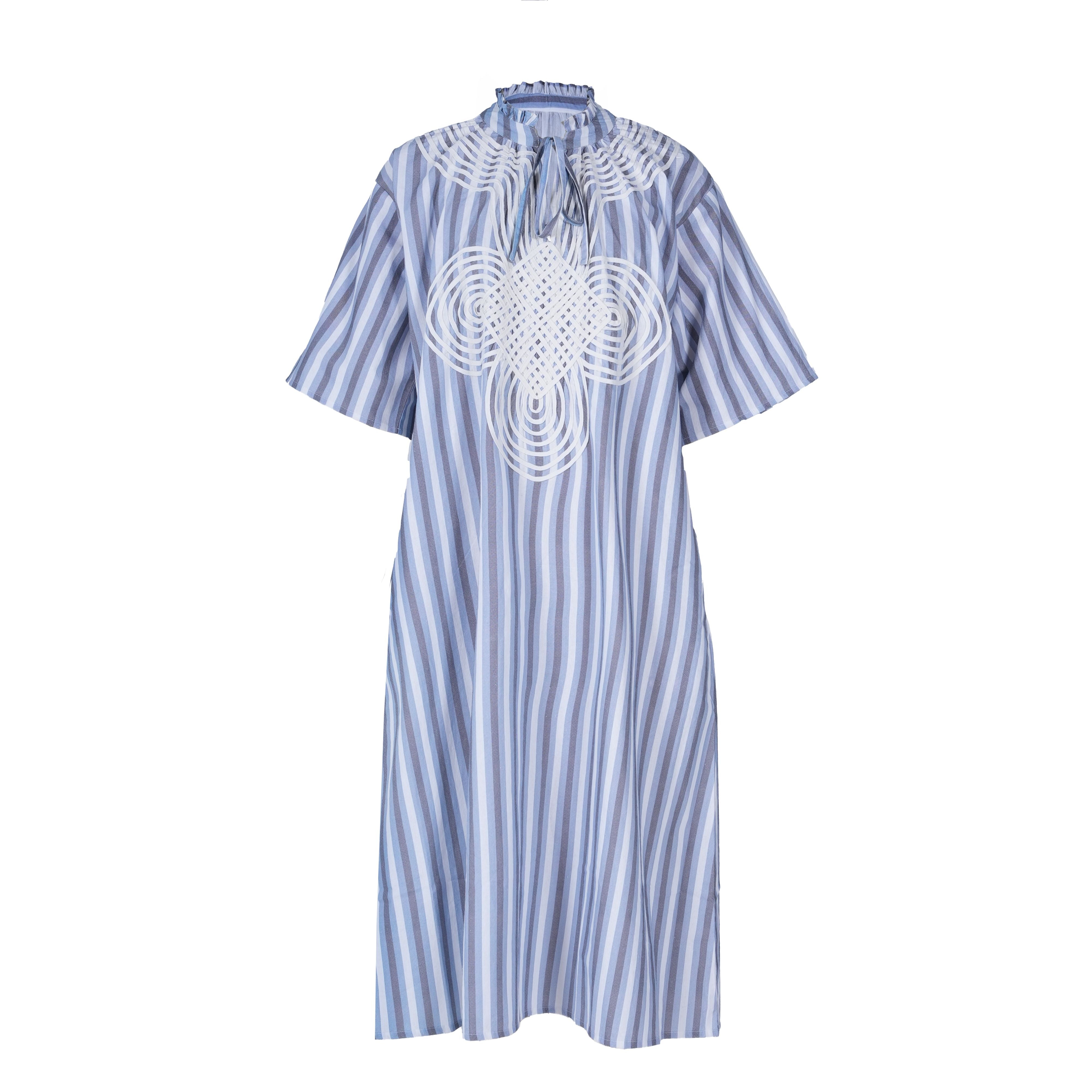 Robe à rayures brodée GANGA