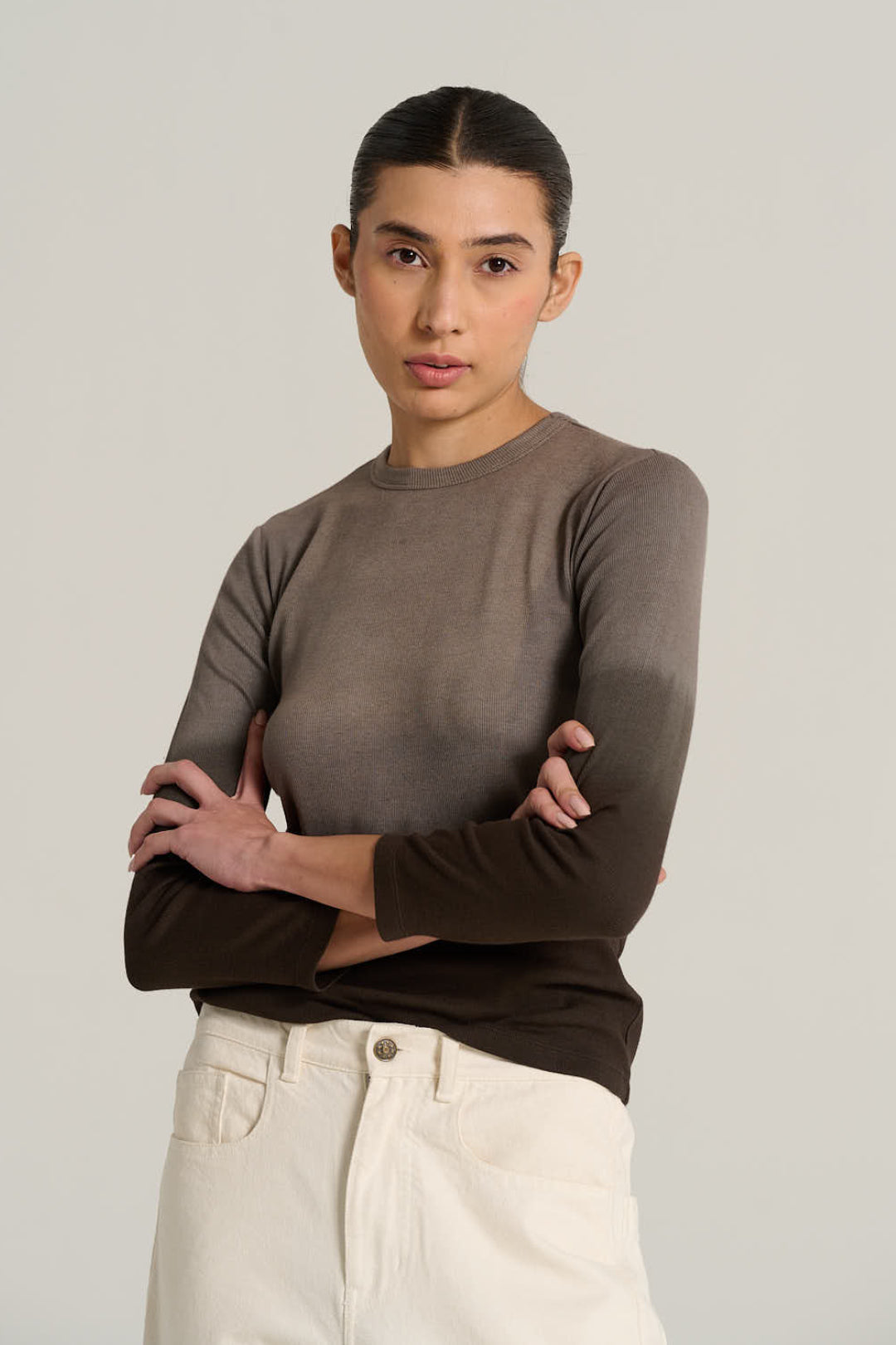 HECTOR long-sleeved chocolate T-shirt