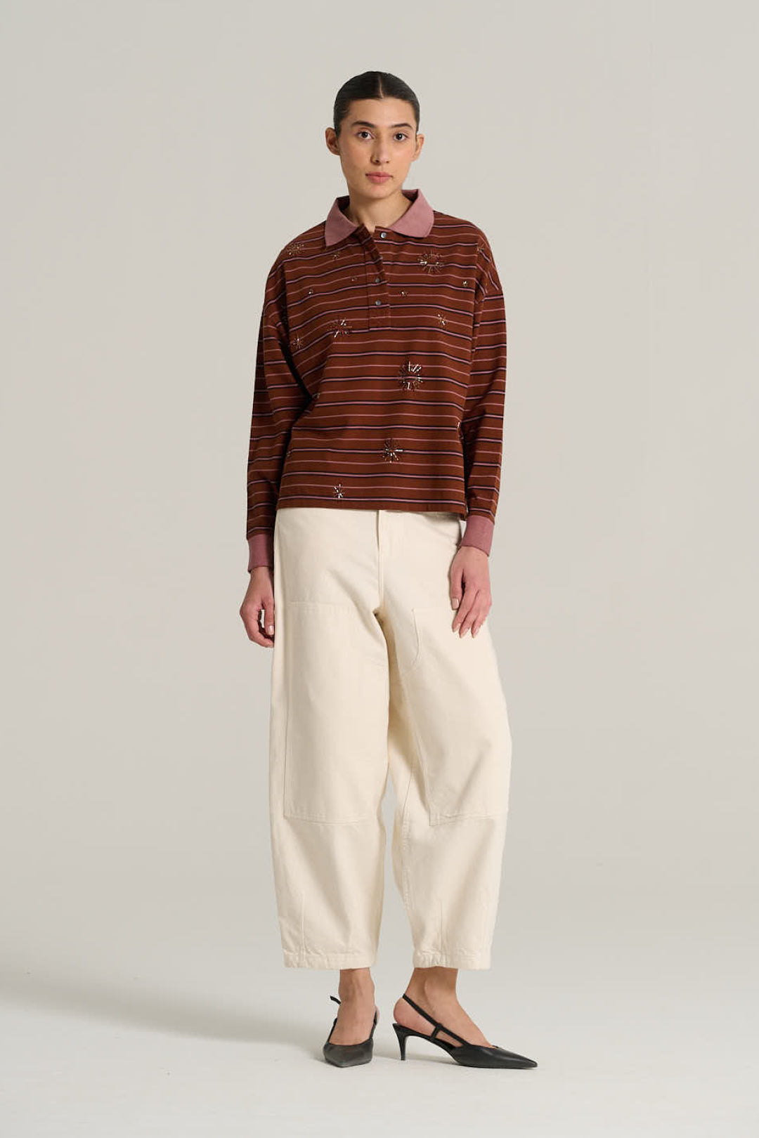 HENRI terracotta striped polo shirt