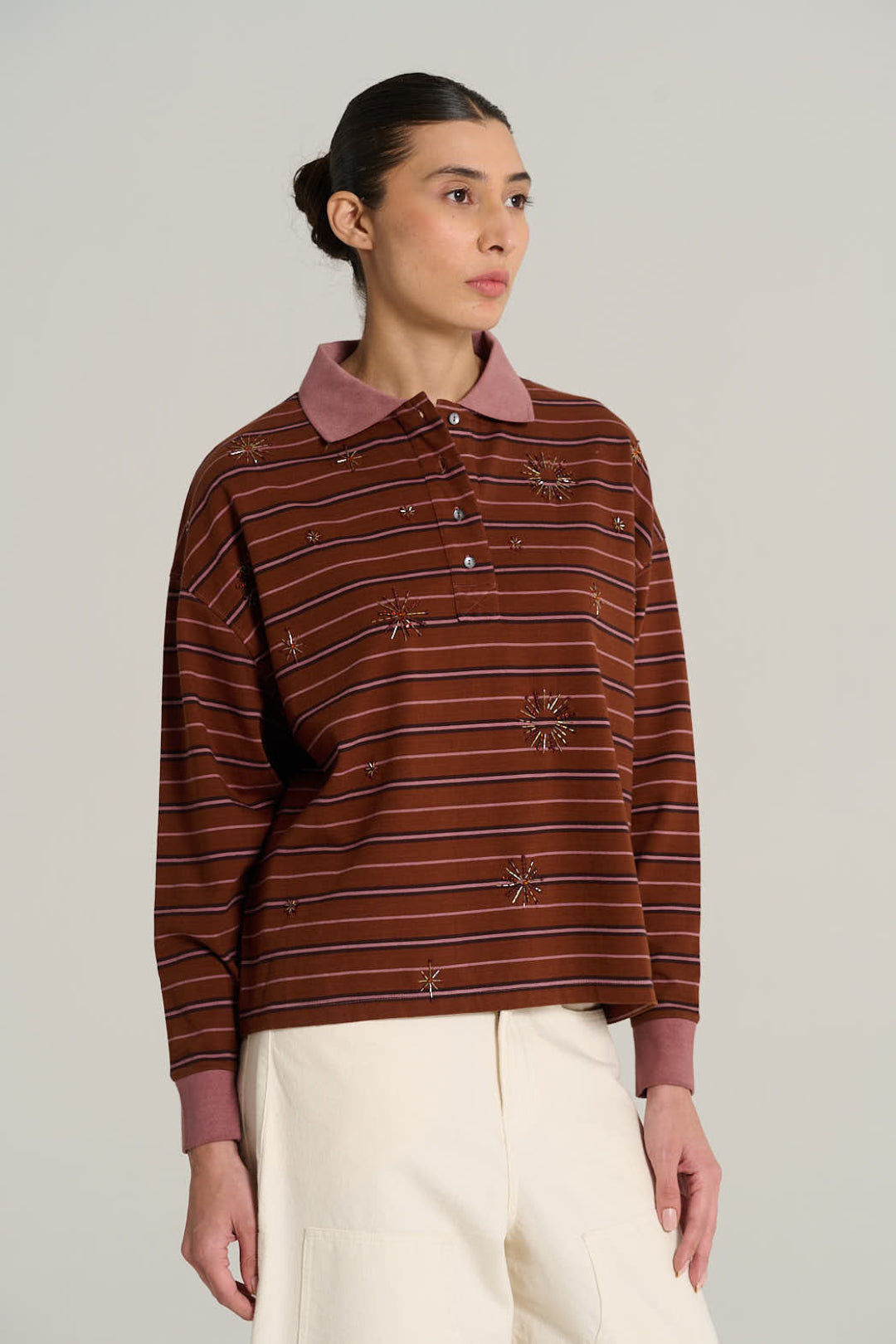HENRI terracotta striped polo shirt