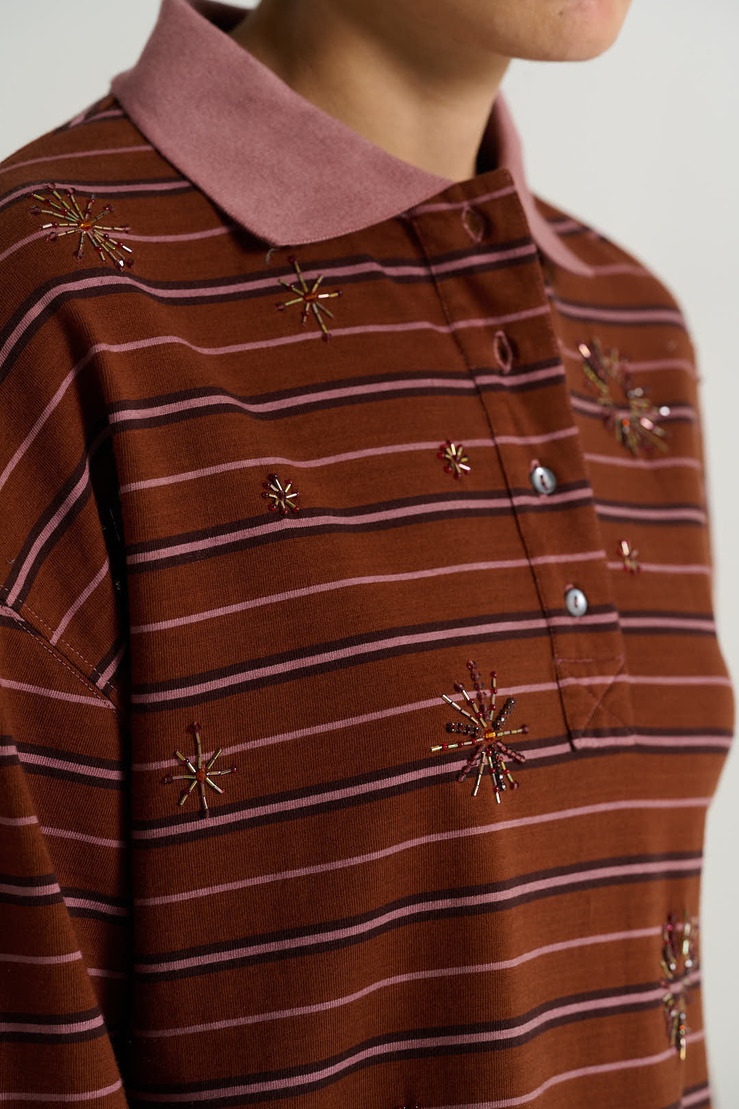 HENRI terracotta striped polo shirt
