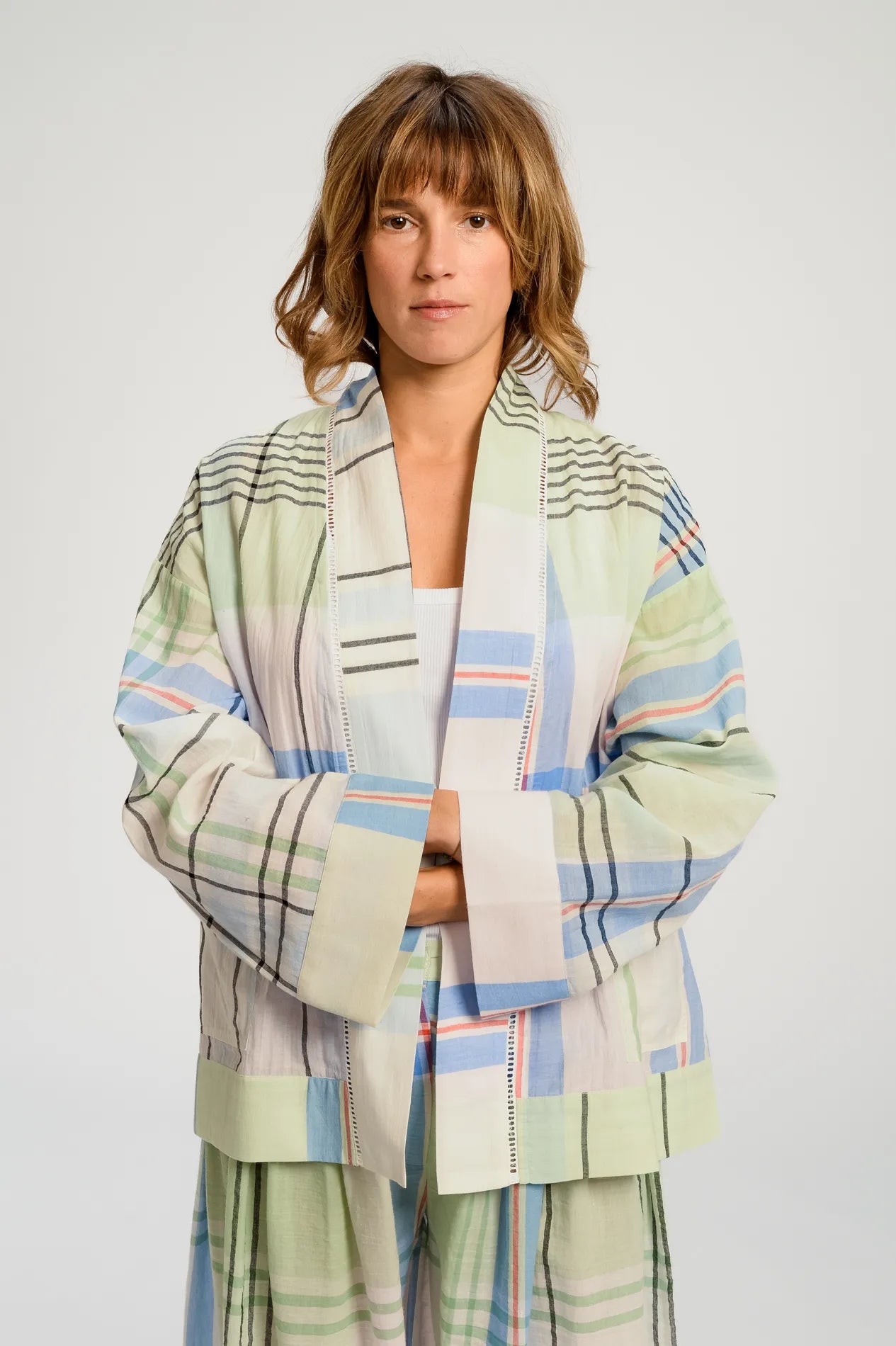 V DE VINSTER KIMONO BLEU VERT HOKKAIDO