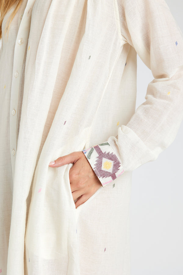 Jamdeni embroidered cotton voile long dress