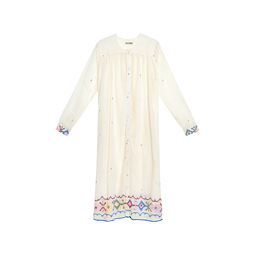 Jamdeni embroidered cotton voile long dress