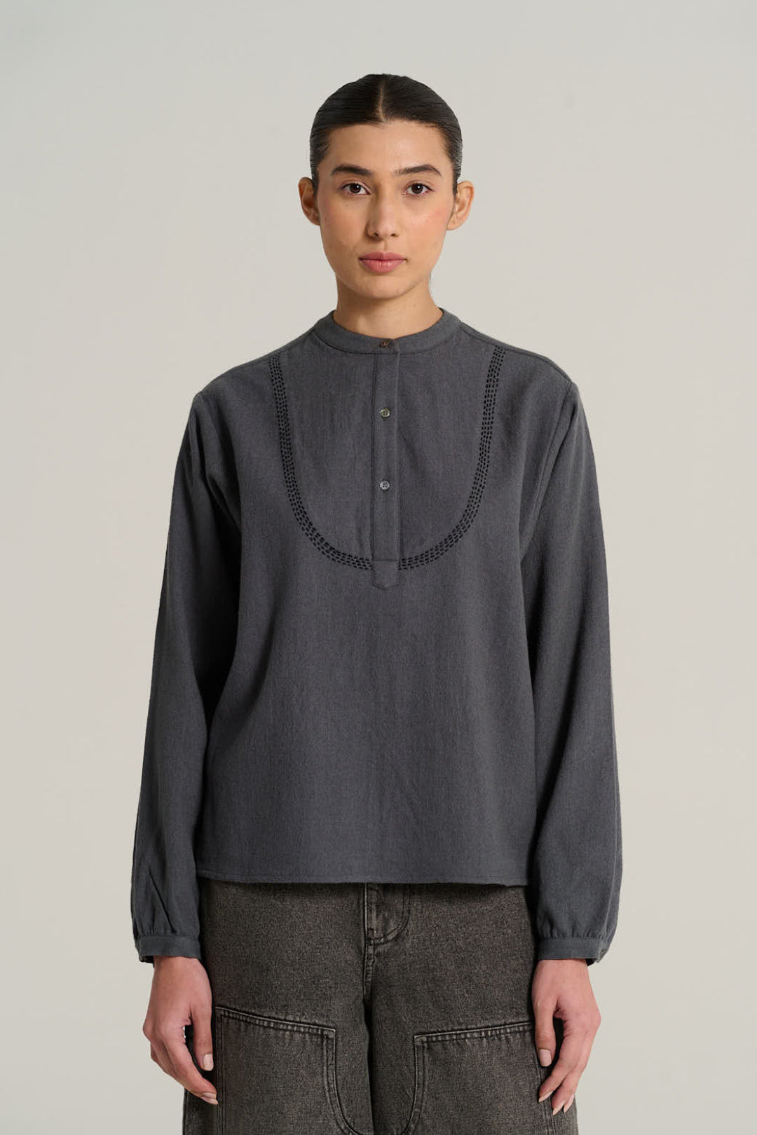 Joseph Anthracite Wool Blouse