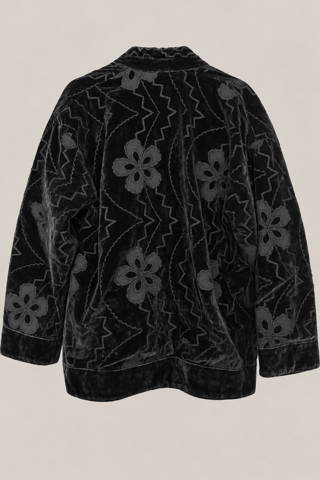 ISAAC black velvet kimono