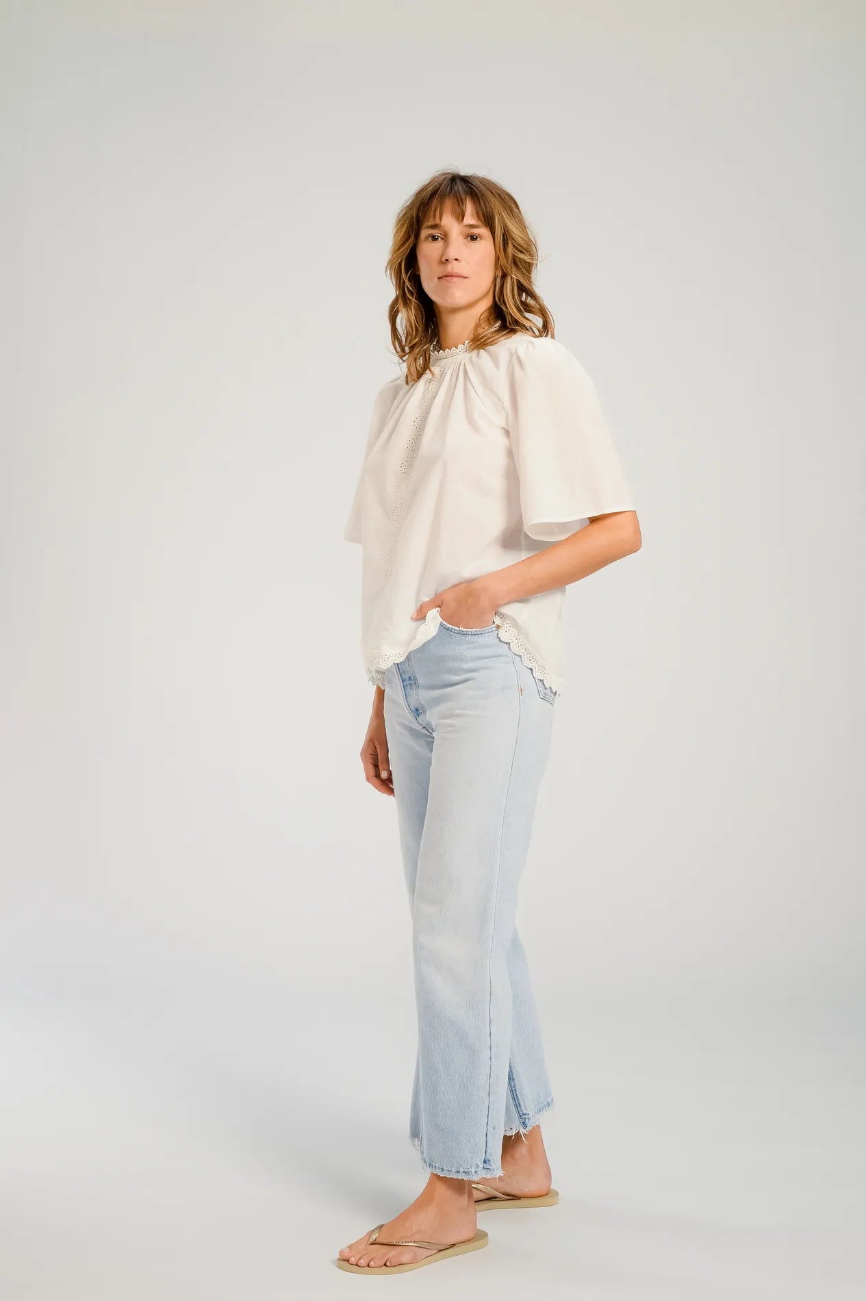TOP DENTELLE V DE VINSTER JEAN BLANC