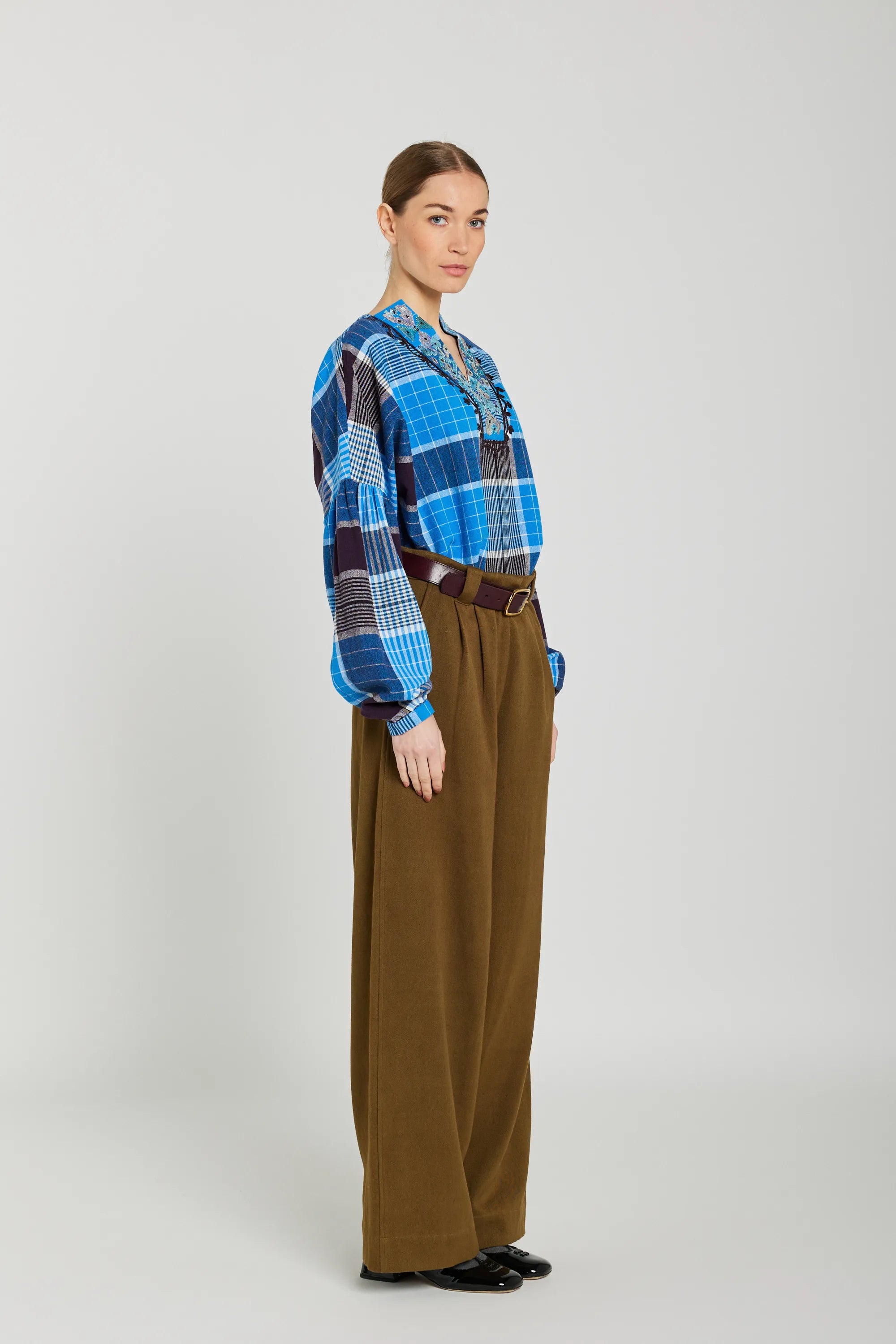 Blouse tartan bleue MIA