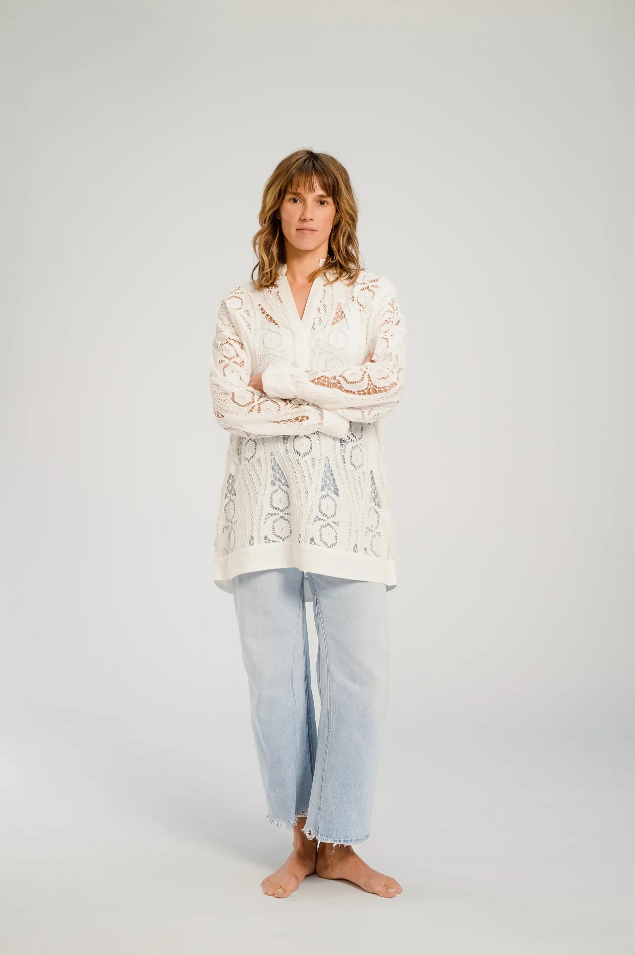 V DE VINSTER courte blanche dentelle Robe  New York 