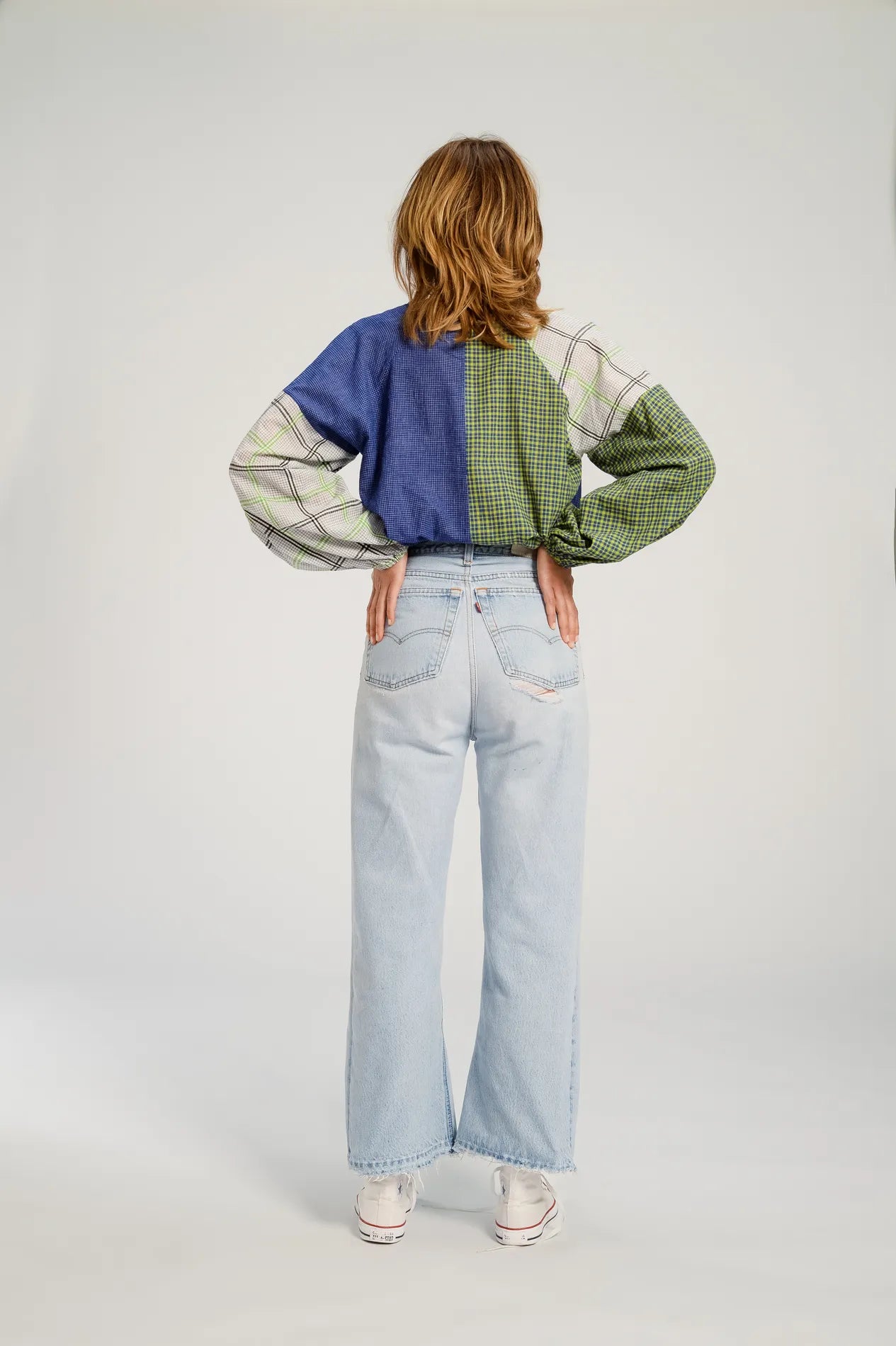 Blouse patchwork bleu PUSHKAR