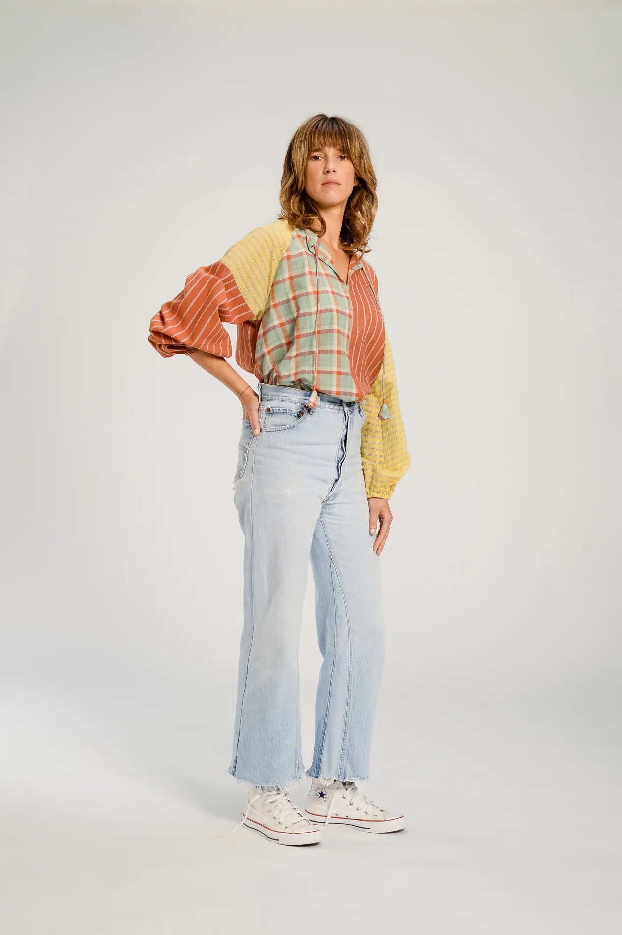 Terracotta patchwork blouse PUSHKAR