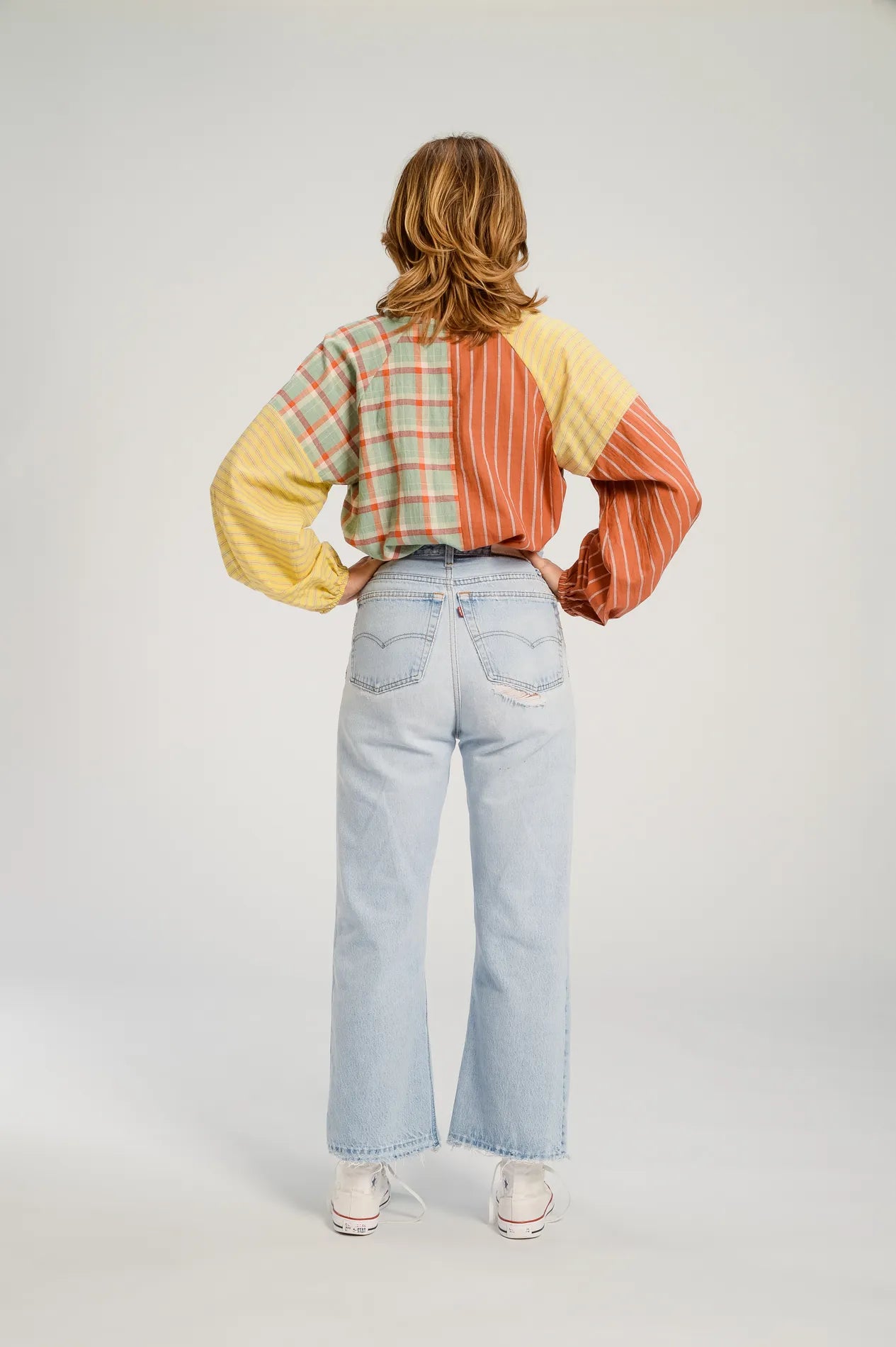 Terracotta patchwork blouse PUSHKAR