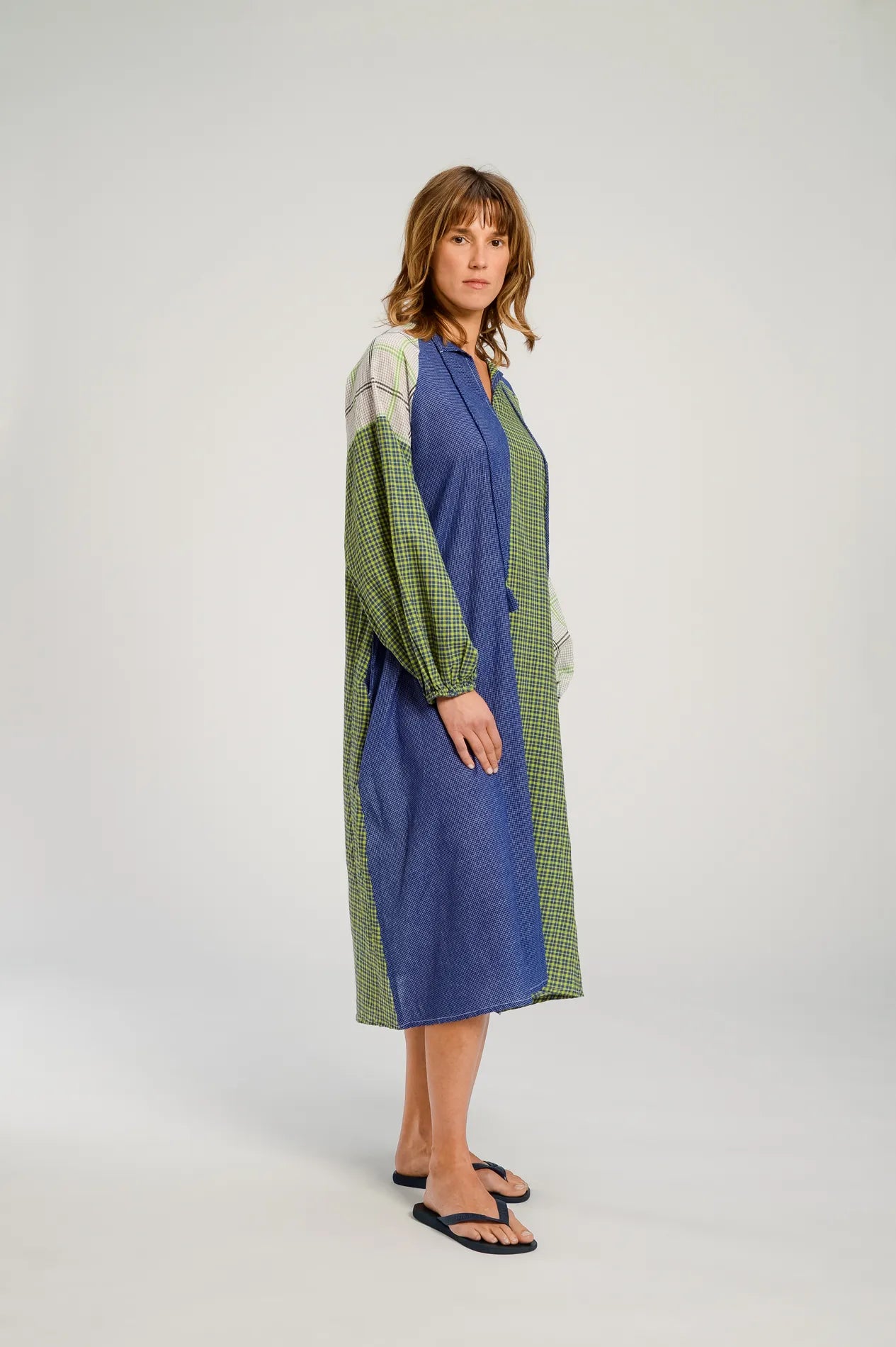 PUSHKAR blue patchwork long dress