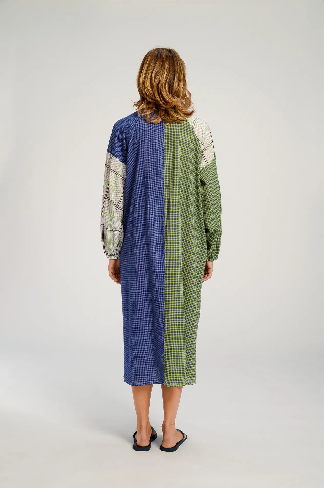 PUSHKAR blue patchwork long dress