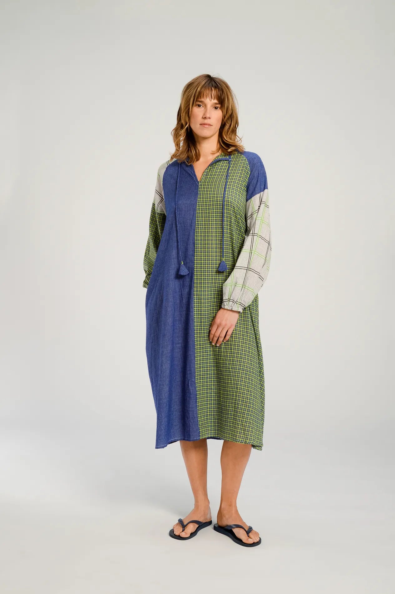 PUSHKAR blue patchwork long dress