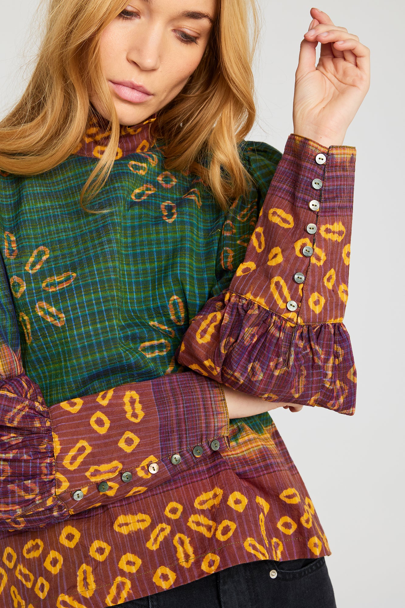 Blouse imprimée verte SAMADI