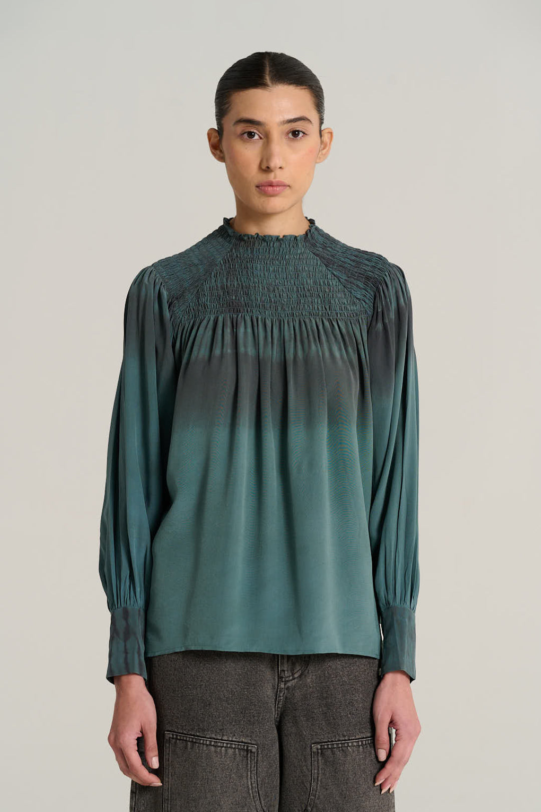 Blouse en soie verte SAM