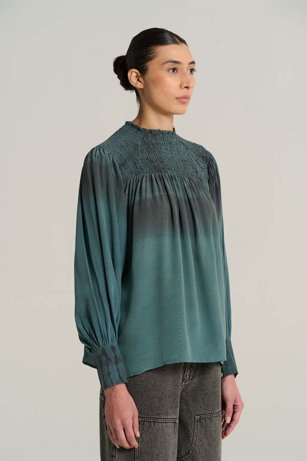 Blouse en soie verte SAM