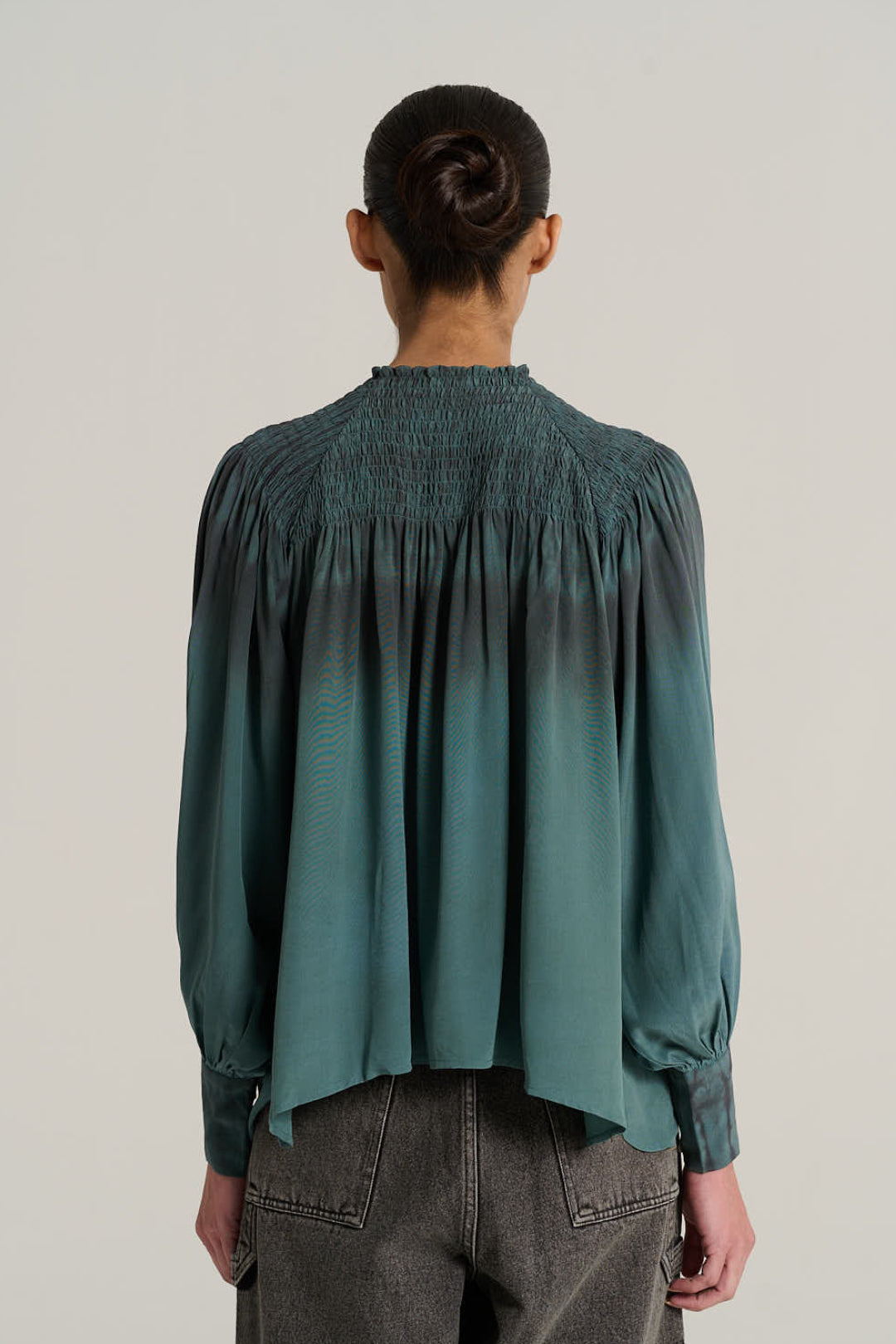 Blouse en soie verte SAM